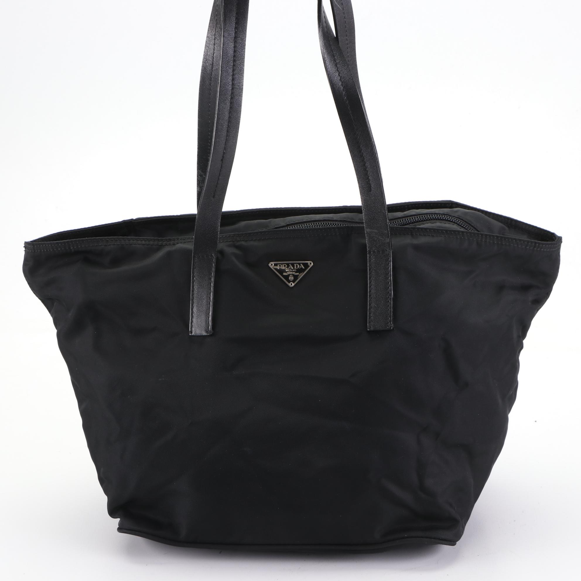 Prada Vela Sport Bag in Black Nylon with Leather Trim