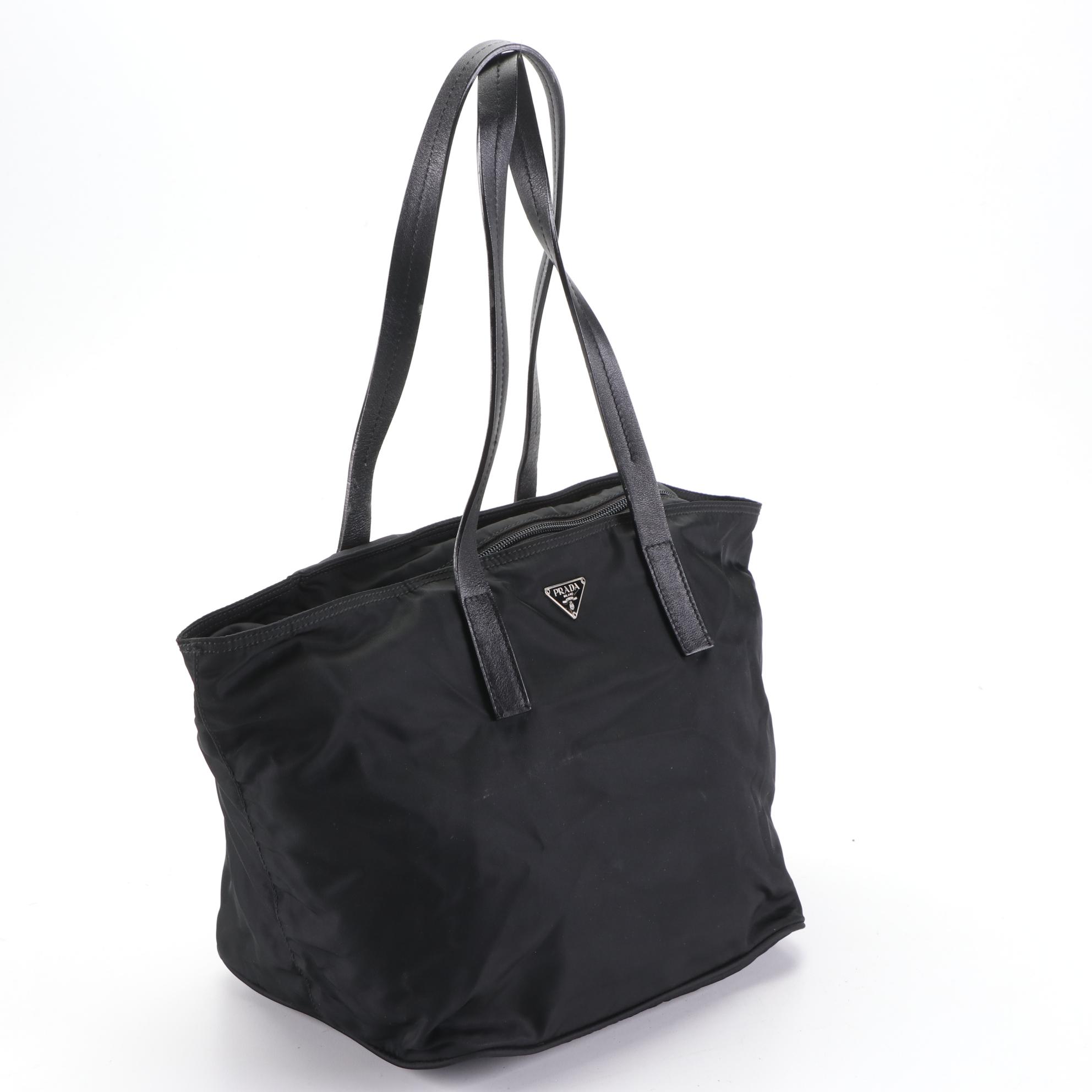 Prada Vela Sport Bag in Black Nylon with Leather Trim