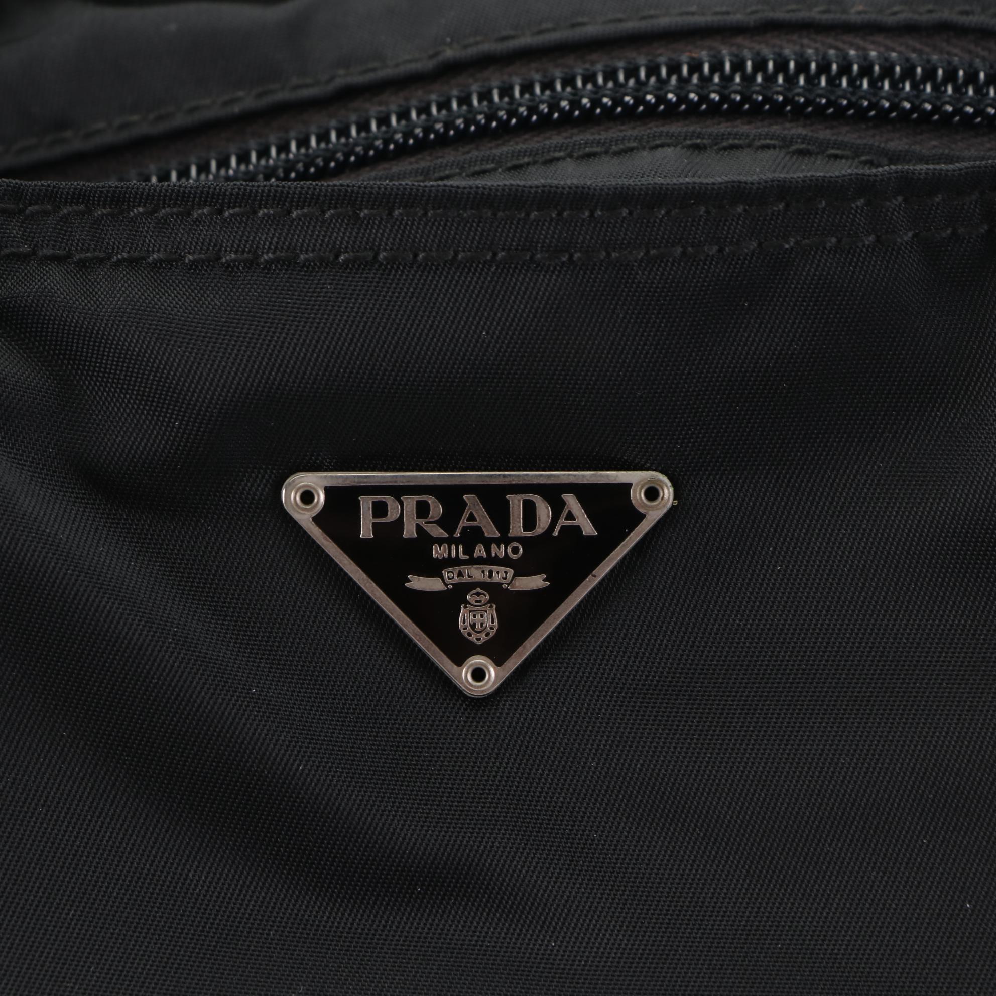 Prada Vela Sport Bag in Black Nylon with Leather Trim