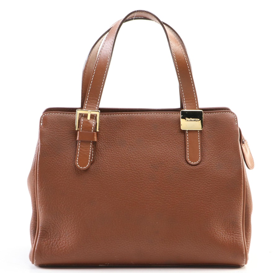 Burberry Two Handle Bag in Brown Grain Leather