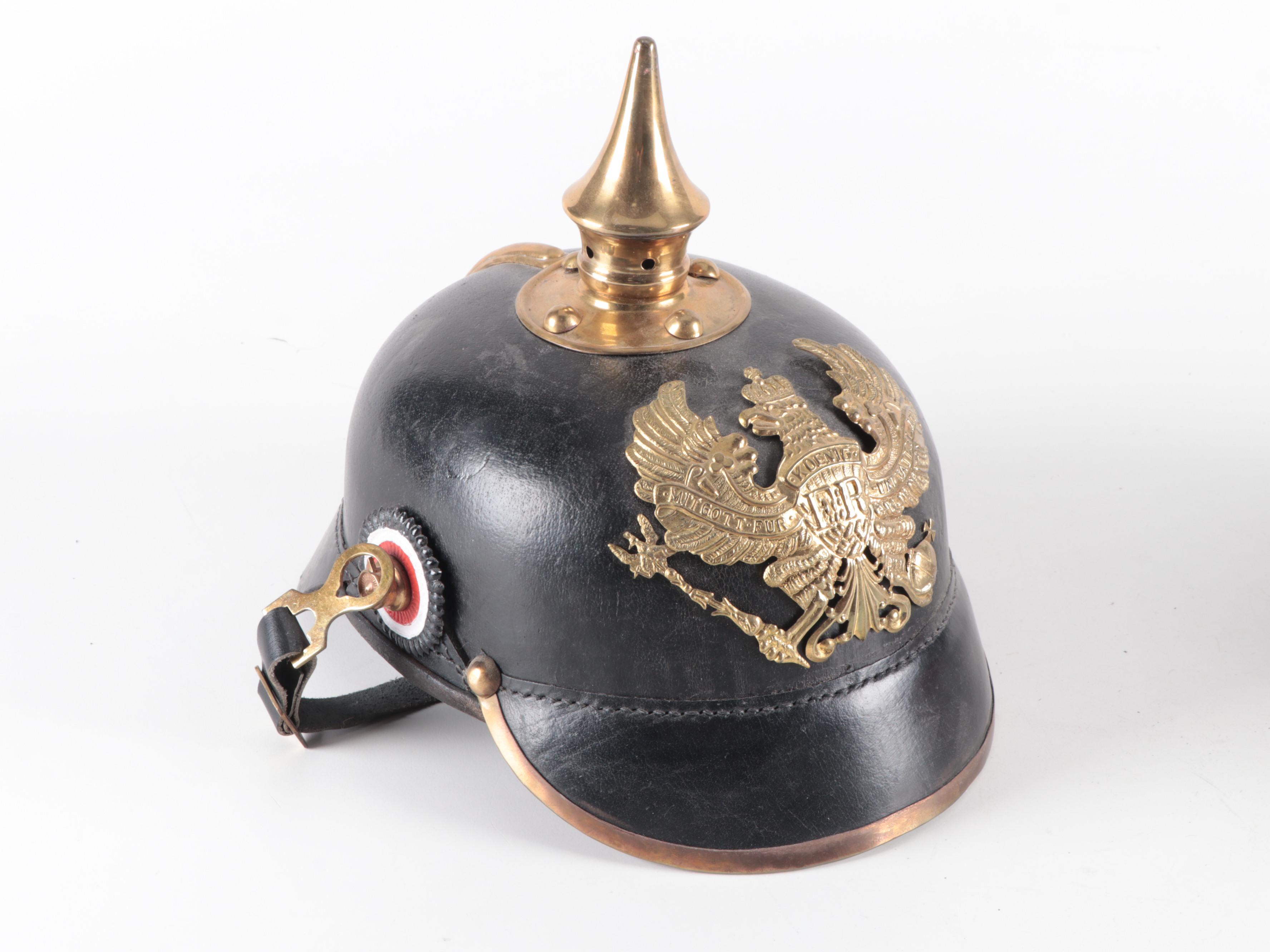 Reproduction Prussian 'Pickelhaube' Helmet and Visor Cap