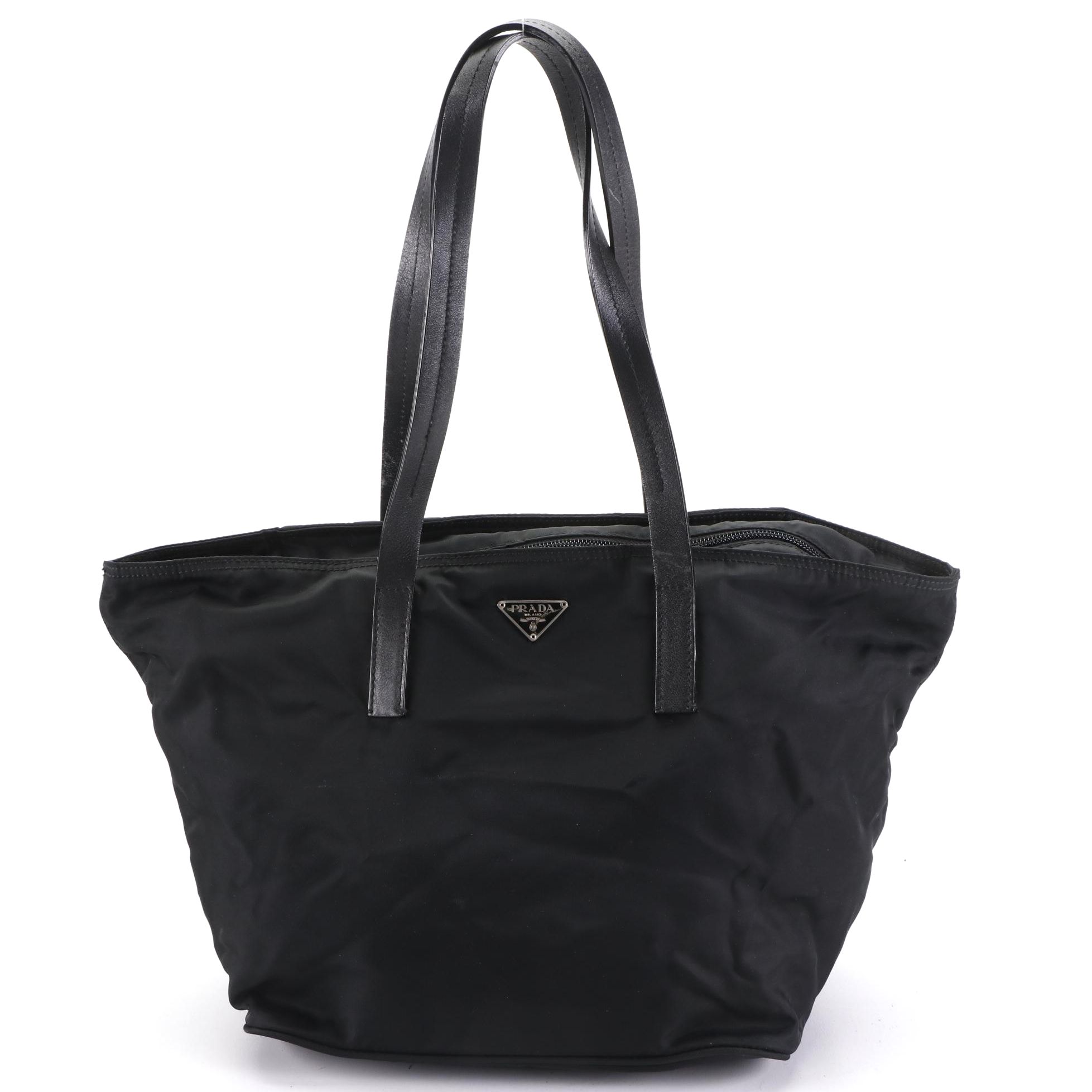 Prada Vela Sport Bag in Black Nylon with Leather Trim