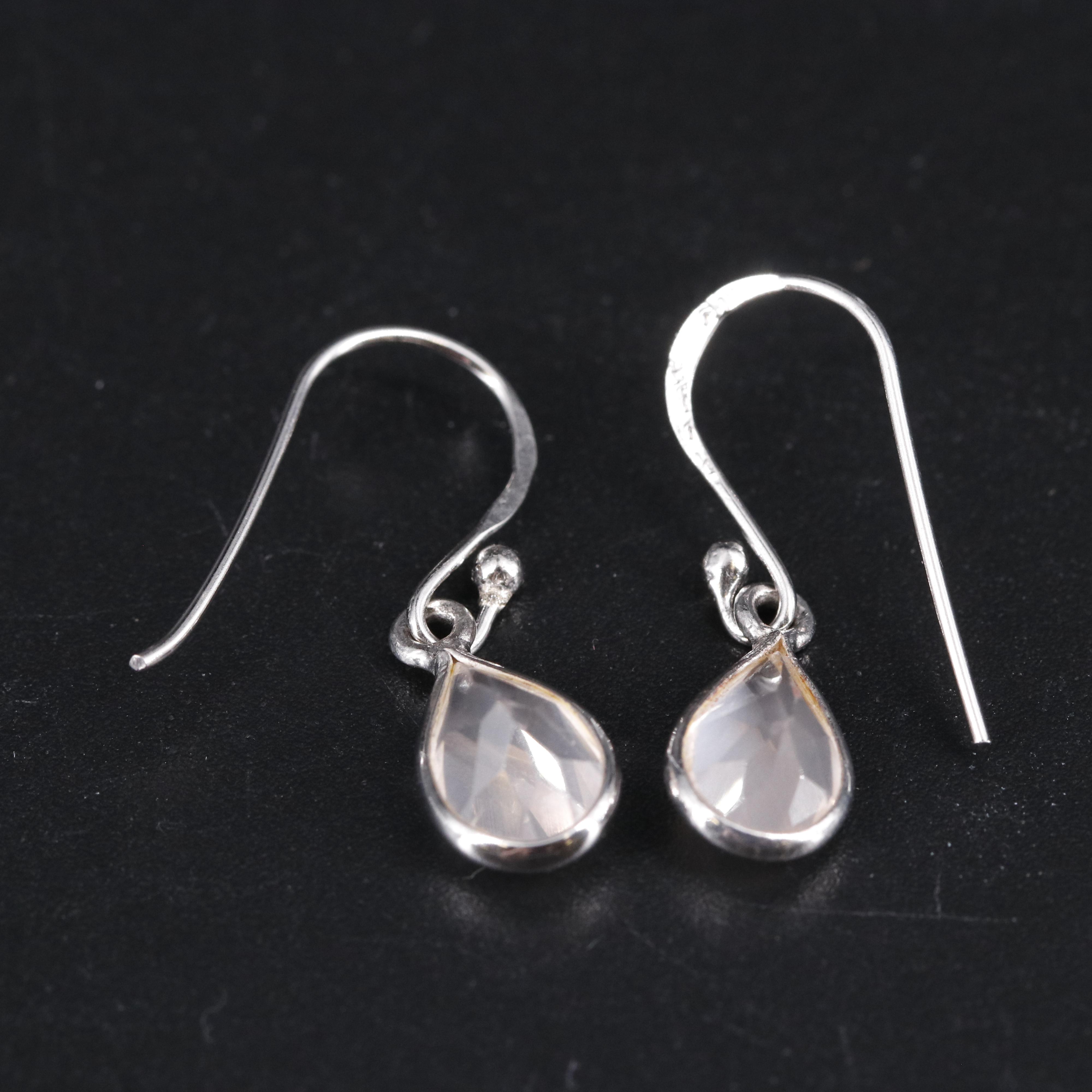 Sterling Silver Gemstone Drop Earrings