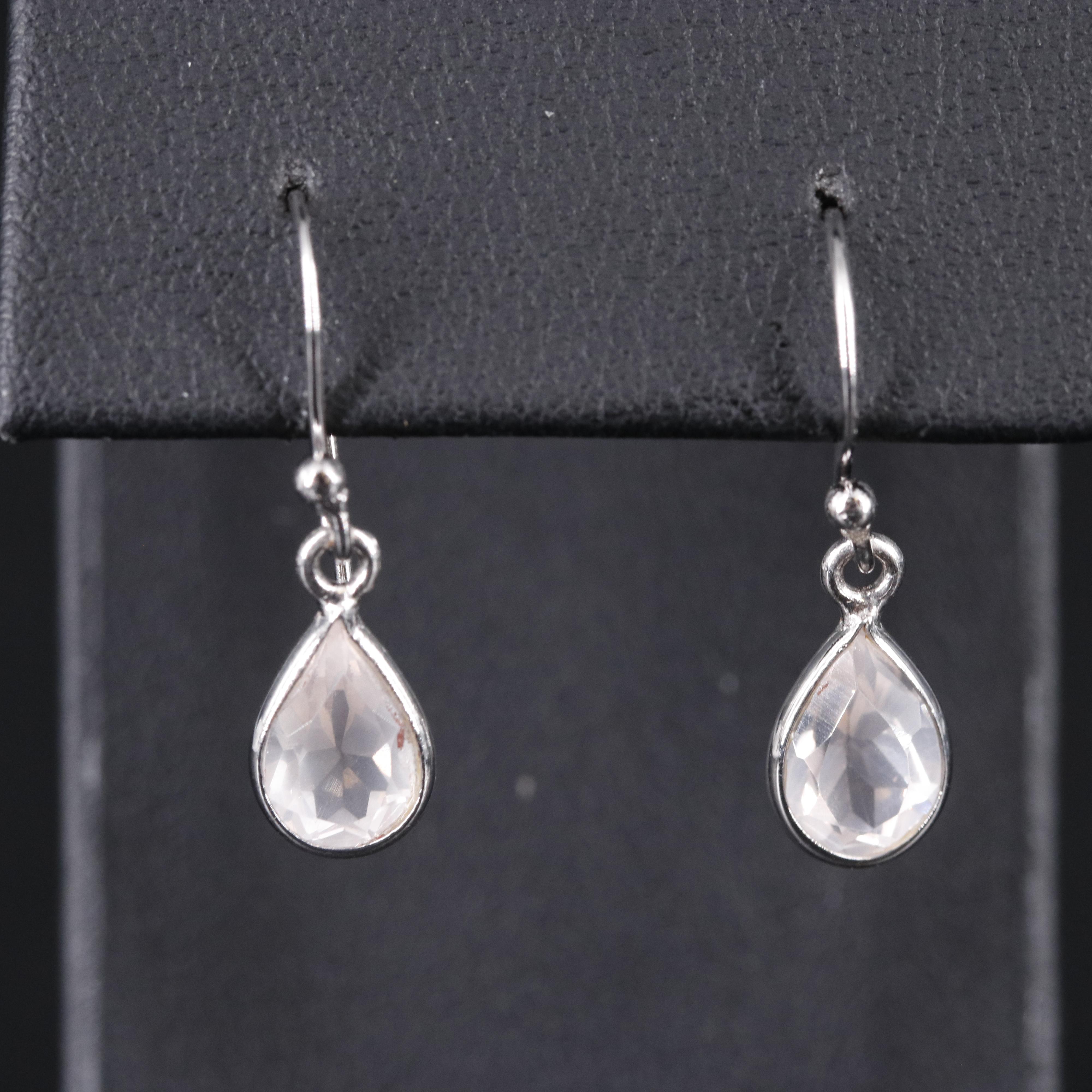 Sterling Silver Gemstone Drop Earrings