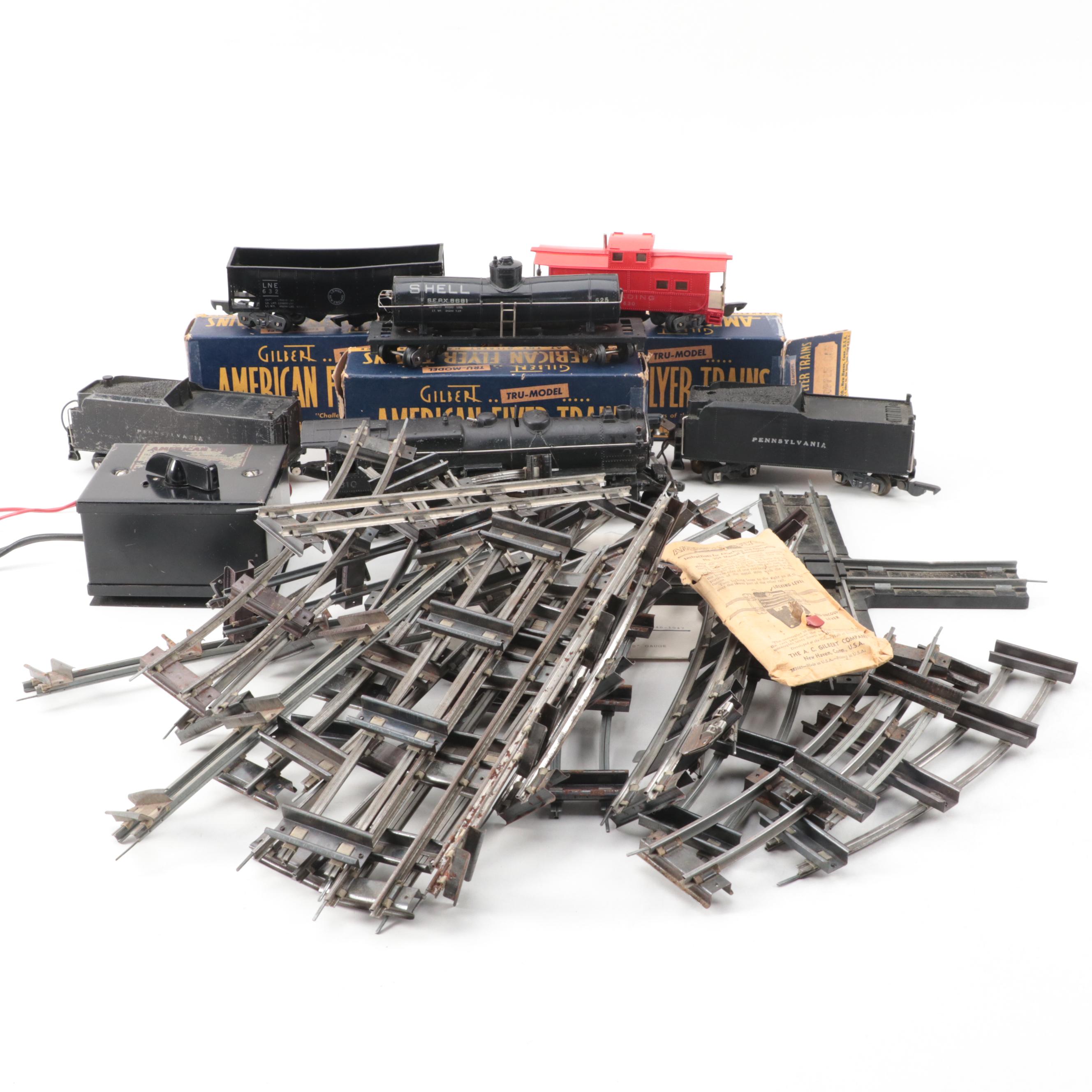 American Flyer #310 Engine with Trains, Transformer and Track