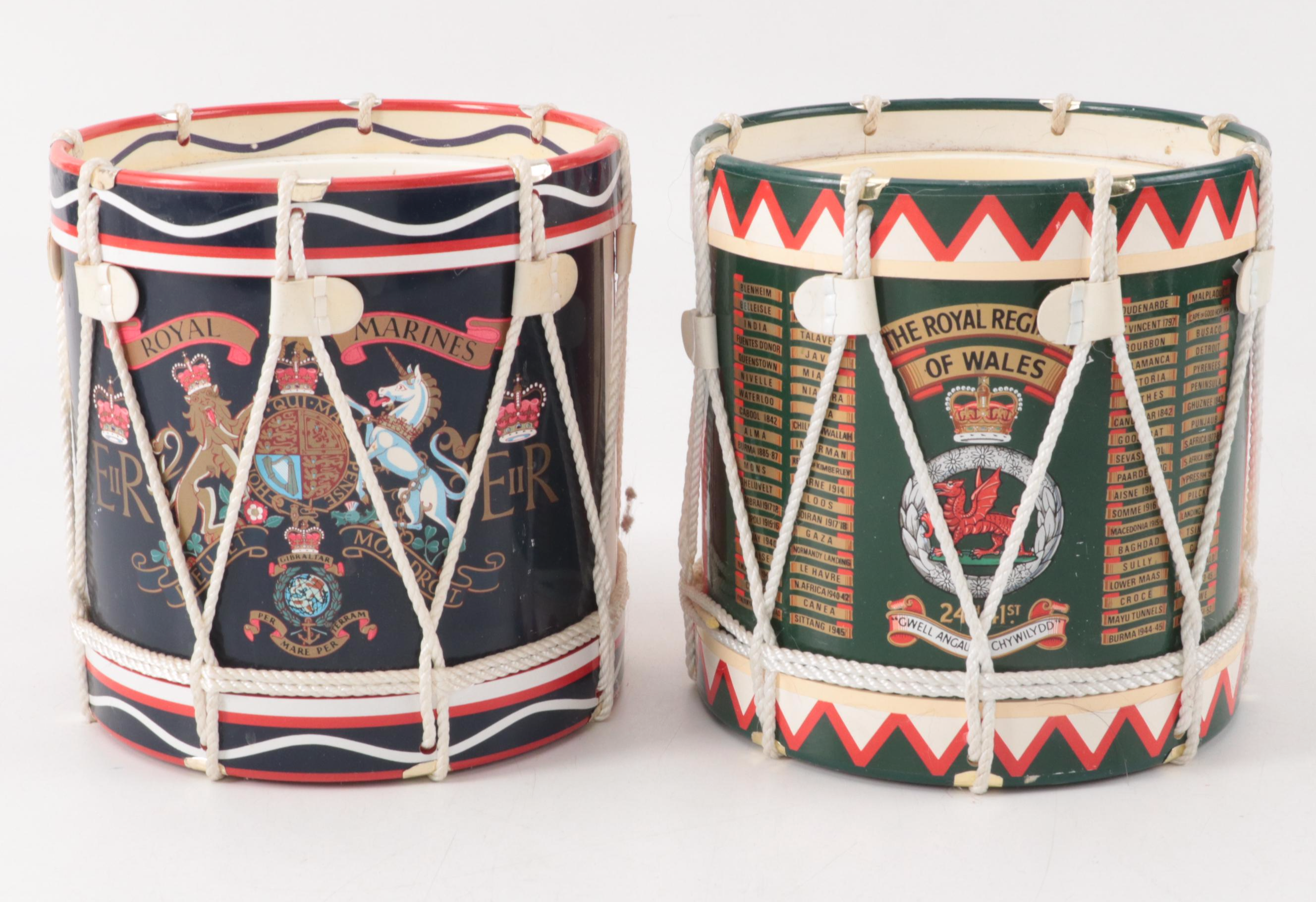 Set of Regimental Replicas British Army Drums Ice Buckets
