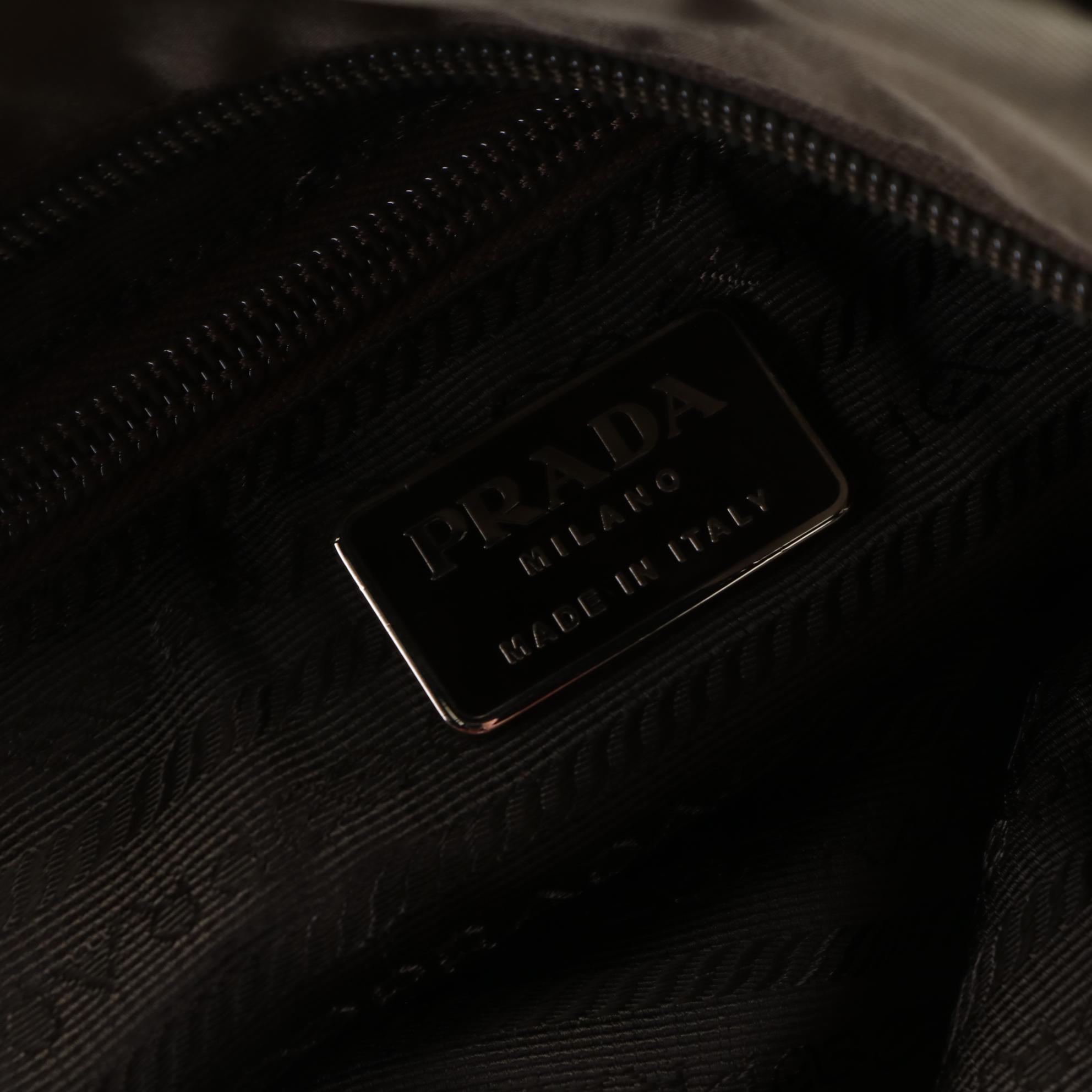 Prada Small Zip Shoulder Bag in Olive Nylon Gabardine