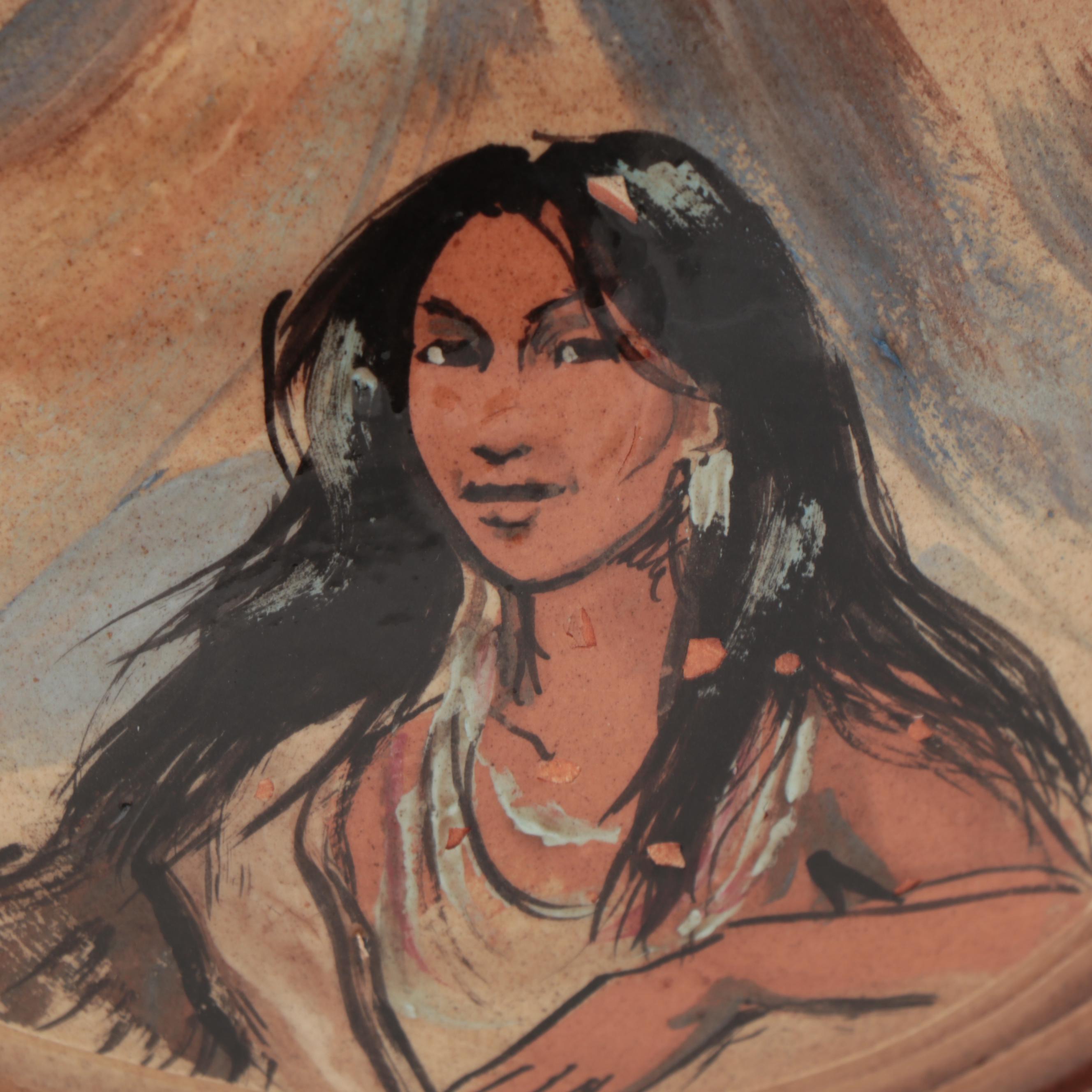 Rick Wisecarver Glazed Earthenware Portrait Vessel, Circa 1997