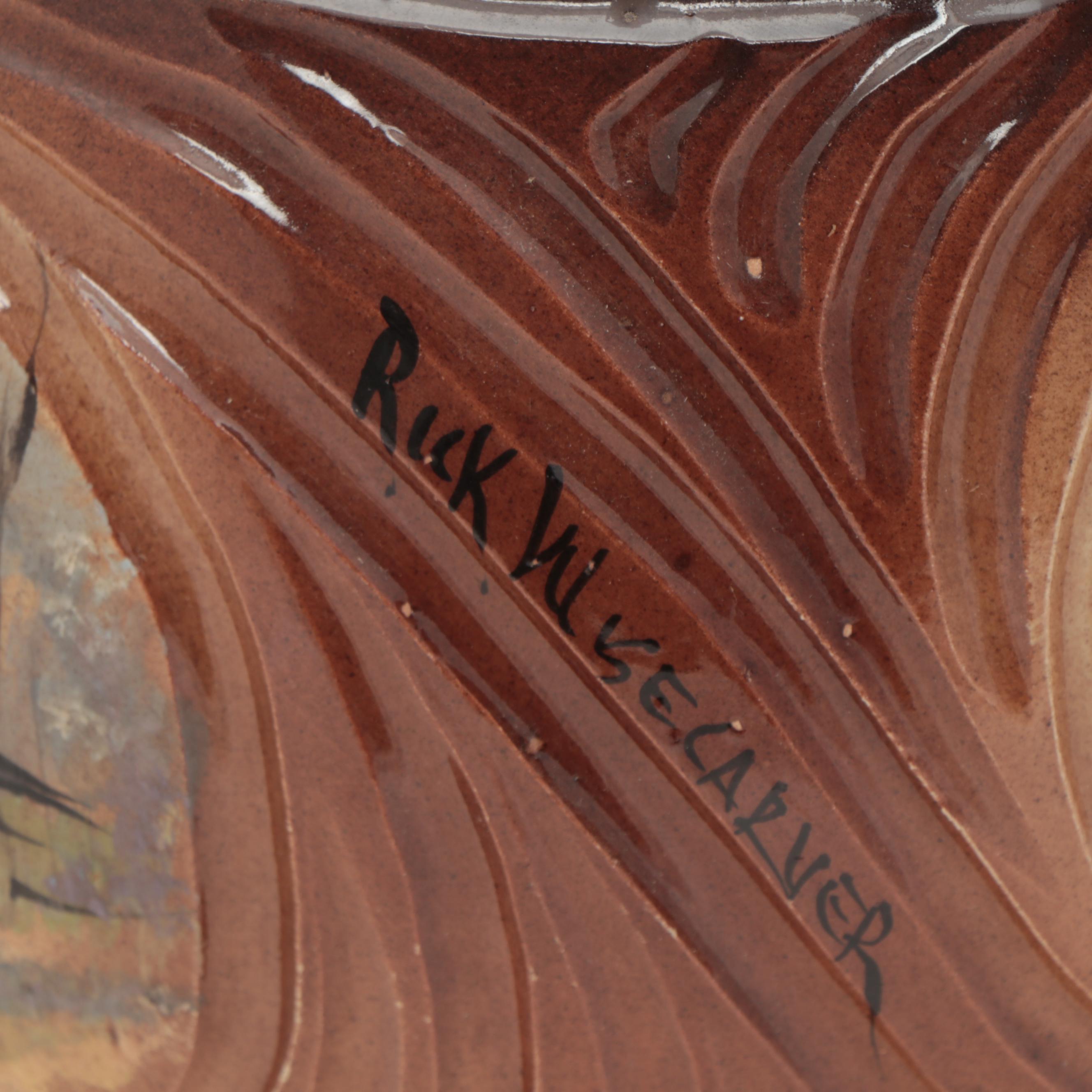 Rick Wisecarver Glazed Earthenware Portrait Vessel, Circa 1997