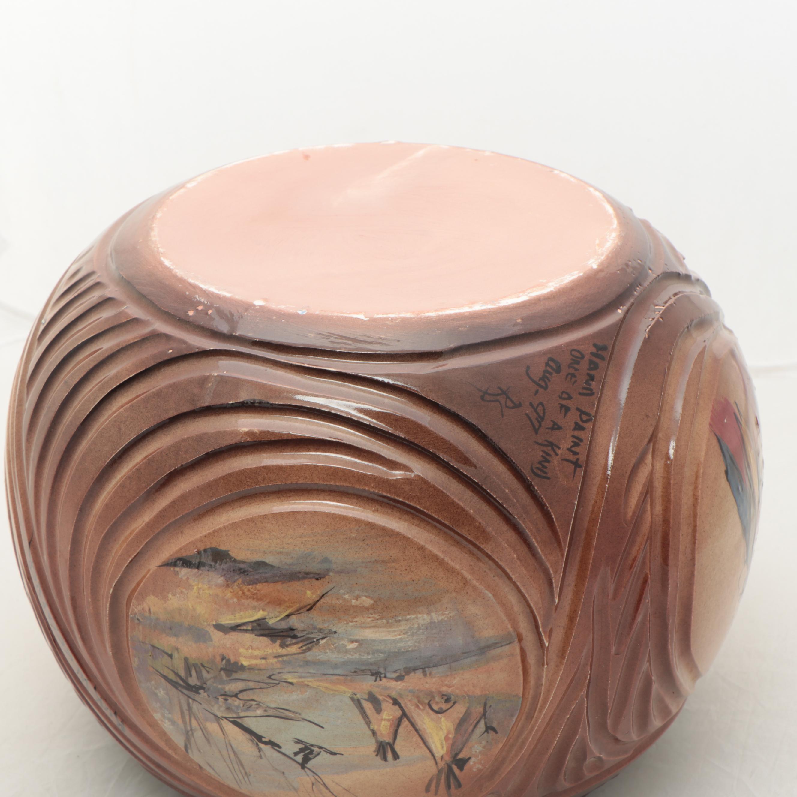 Rick Wisecarver Glazed Earthenware Portrait Vessel, Circa 1997