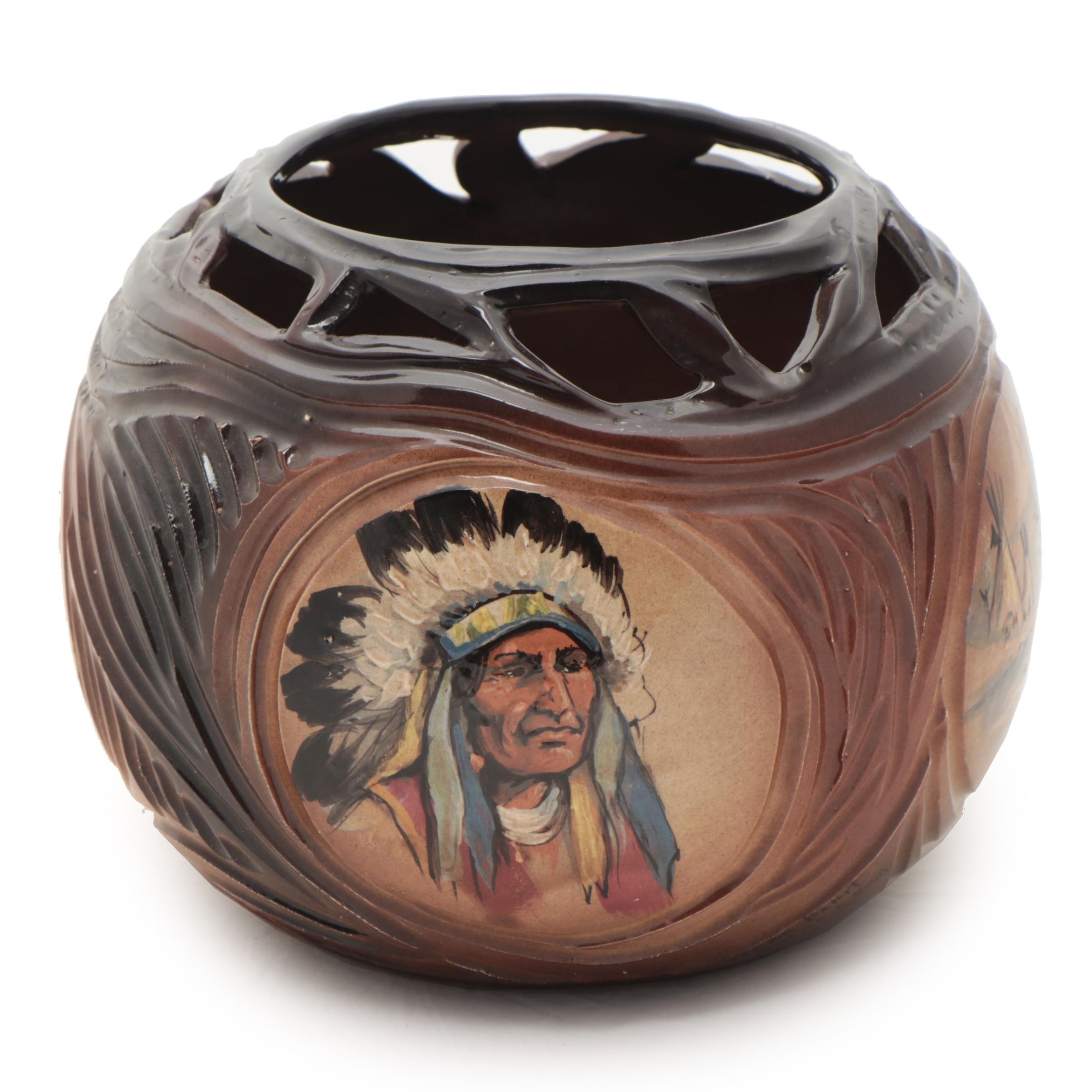 Rick Wisecarver Glazed Earthenware Portrait Vessel, Circa 1997