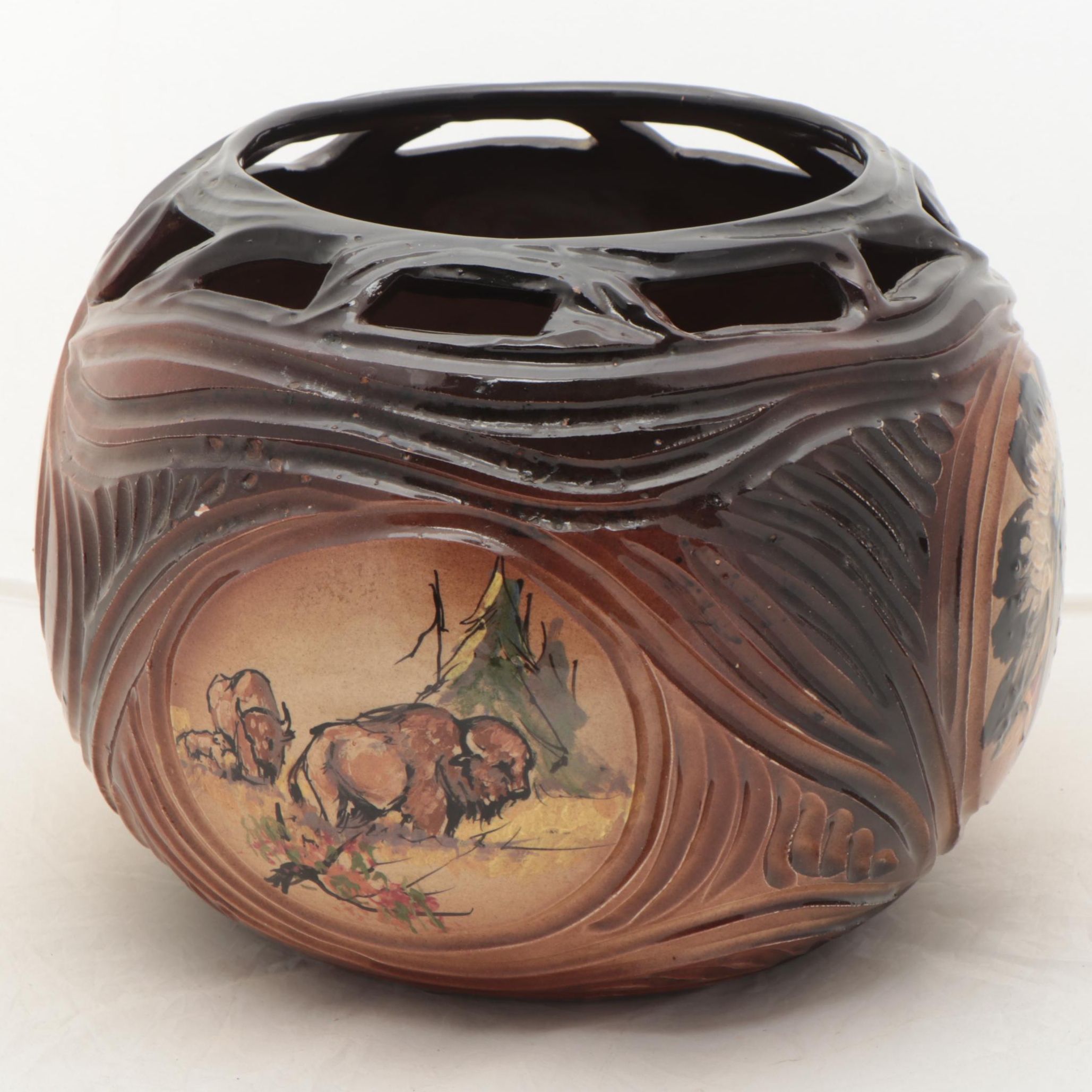 Rick Wisecarver Glazed Earthenware Portrait Vessel, Circa 1997