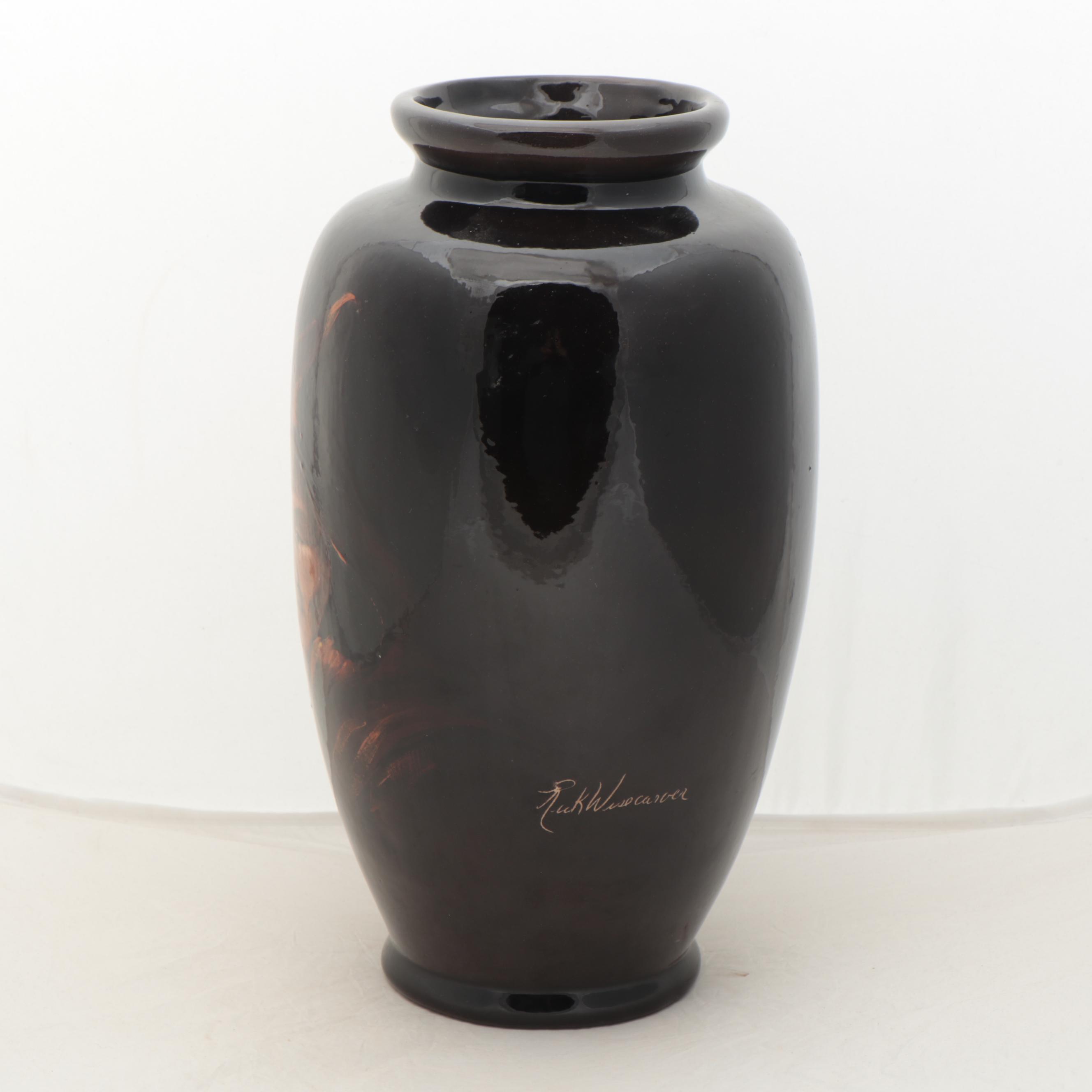 Rick Wisecarver Glazed Earthenware Portrait Vase, 1983