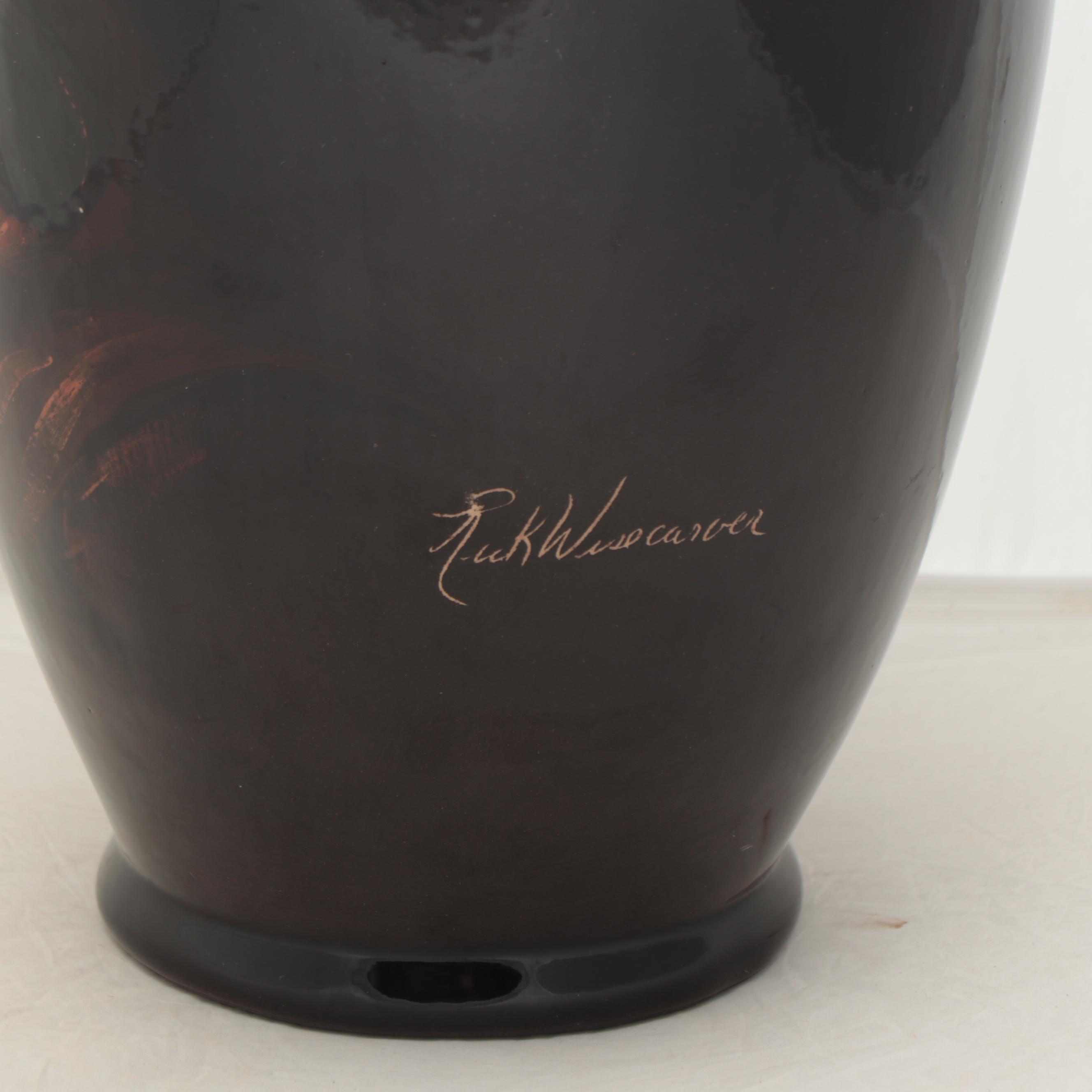 Rick Wisecarver Glazed Earthenware Portrait Vase, 1983