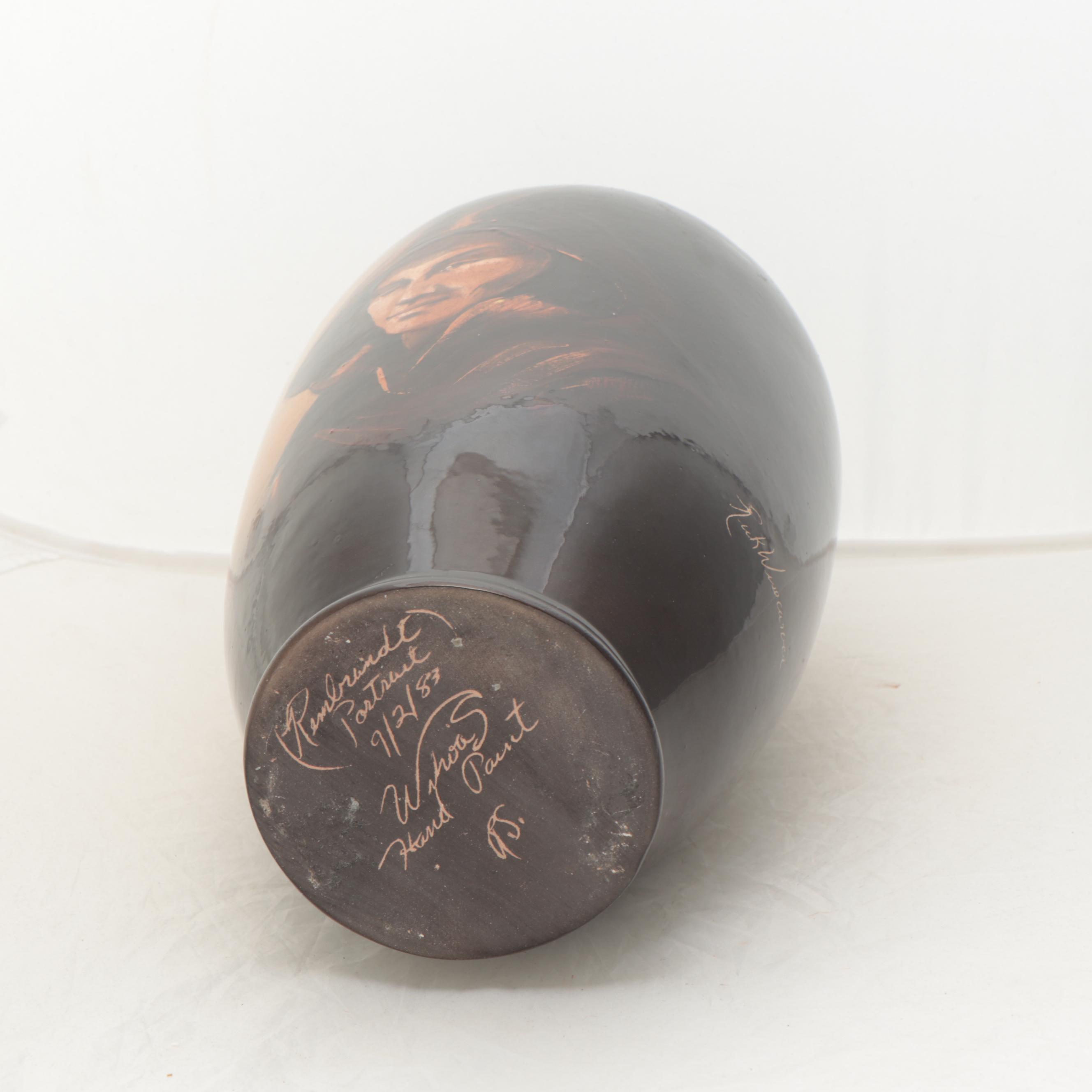 Rick Wisecarver Glazed Earthenware Portrait Vase, 1983