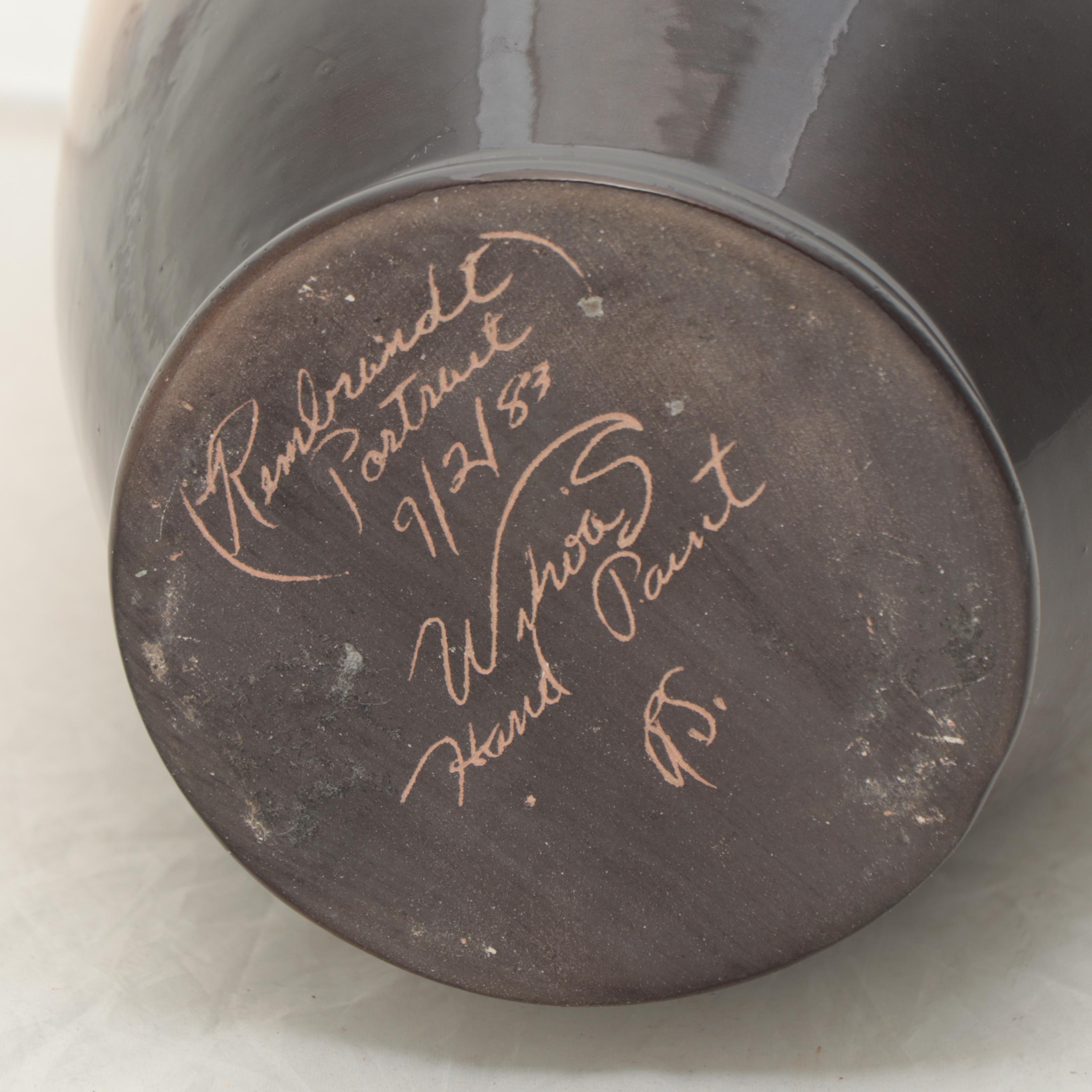 Rick Wisecarver Glazed Earthenware Portrait Vase, 1983