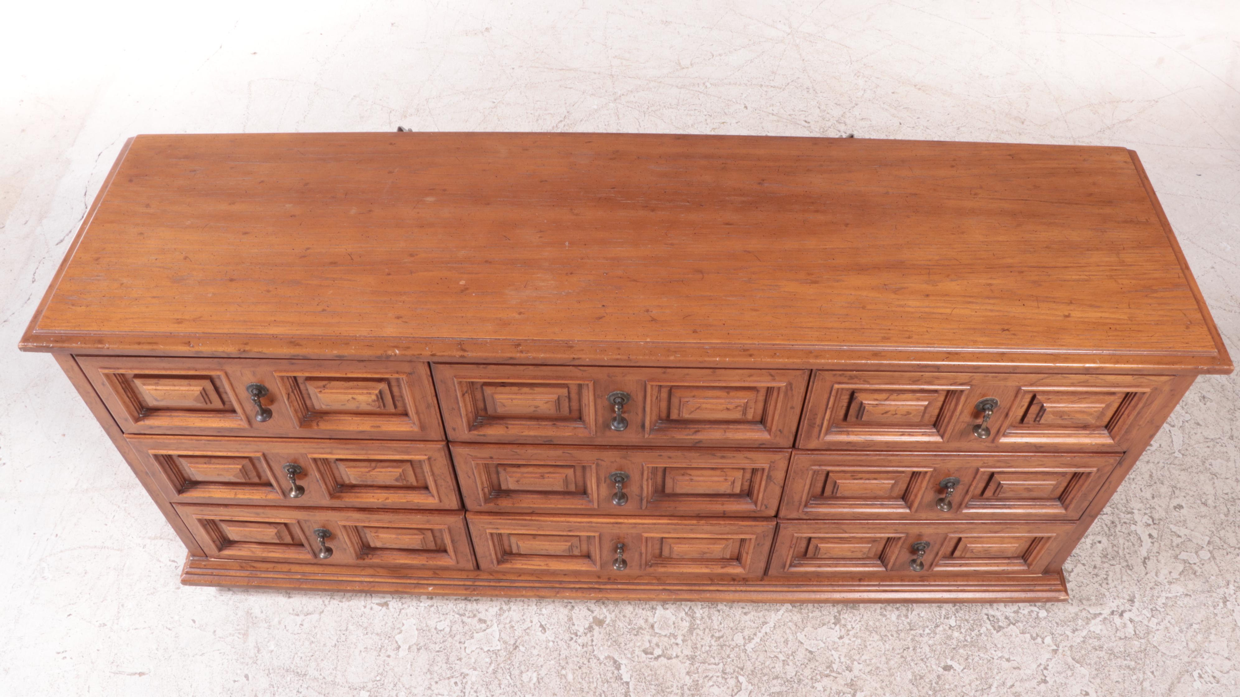 Drexel "Esperanto Collection" Oak Nine-Drawer Dresser, 1960s