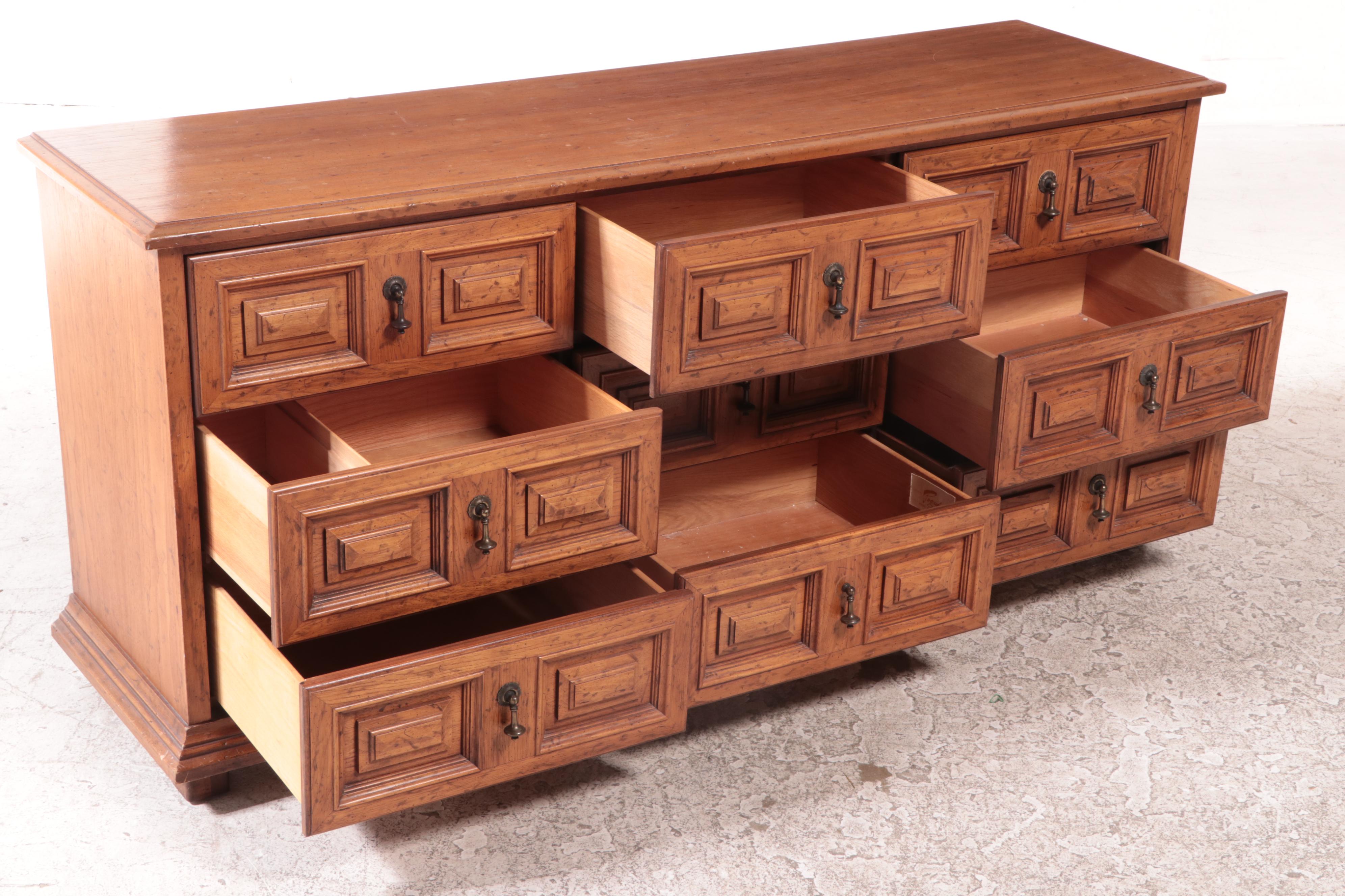 Drexel "Esperanto Collection" Oak Nine-Drawer Dresser, 1960s