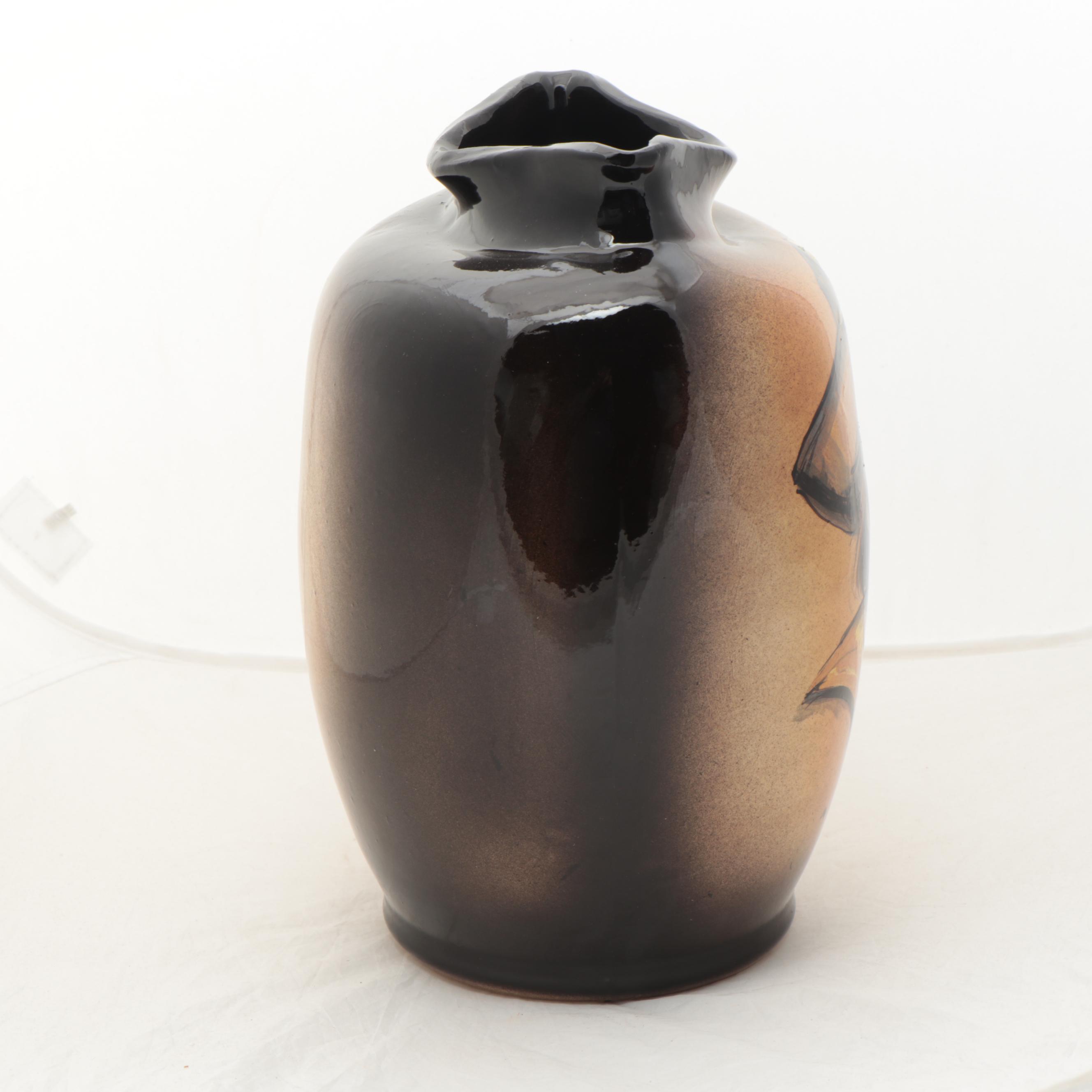 Rick Wisecarver Glazed Earthenware Portrait Vase, 1999
