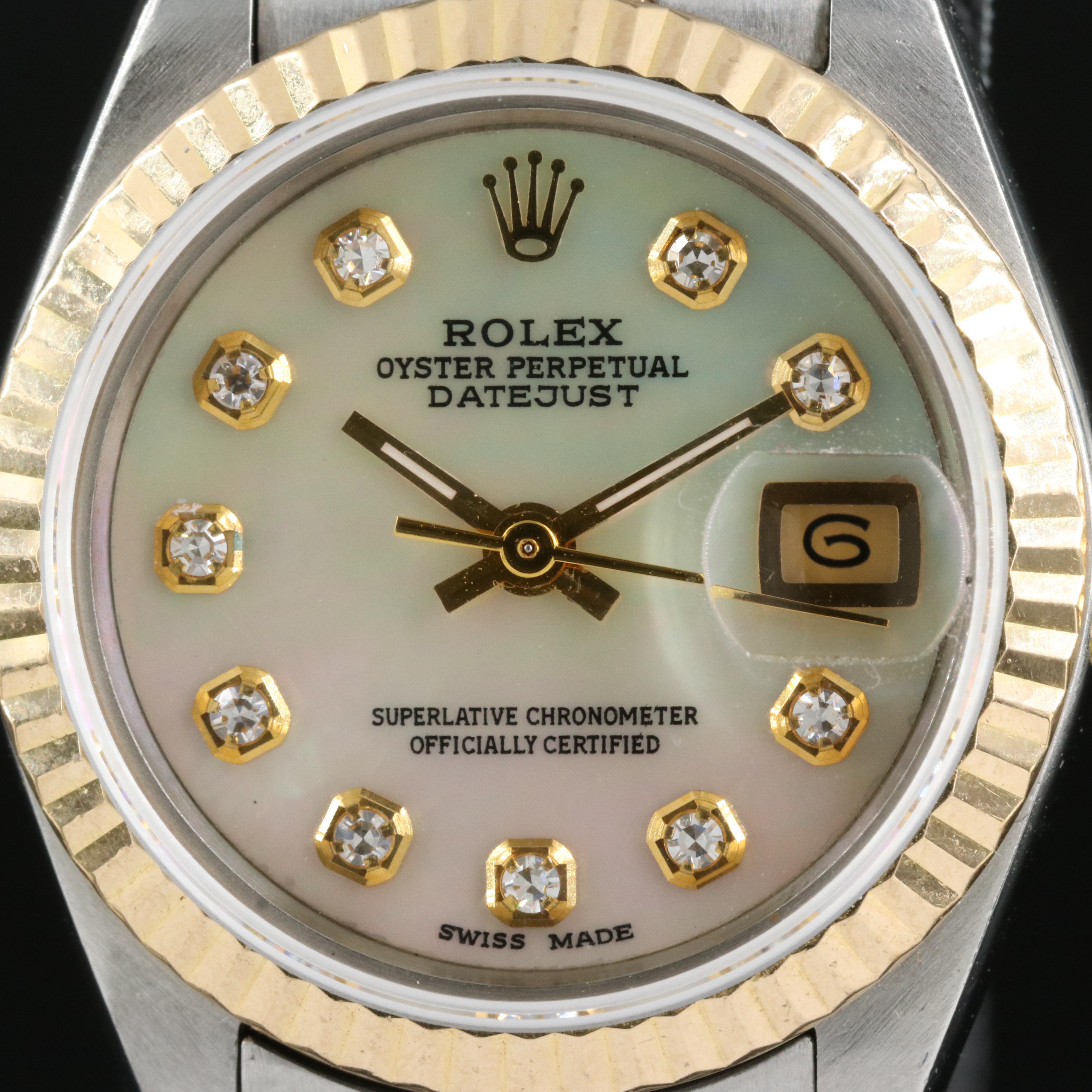 1990 Rolex Oyster Perpetual Mother-of-Pearl Diamond Datejust Watch