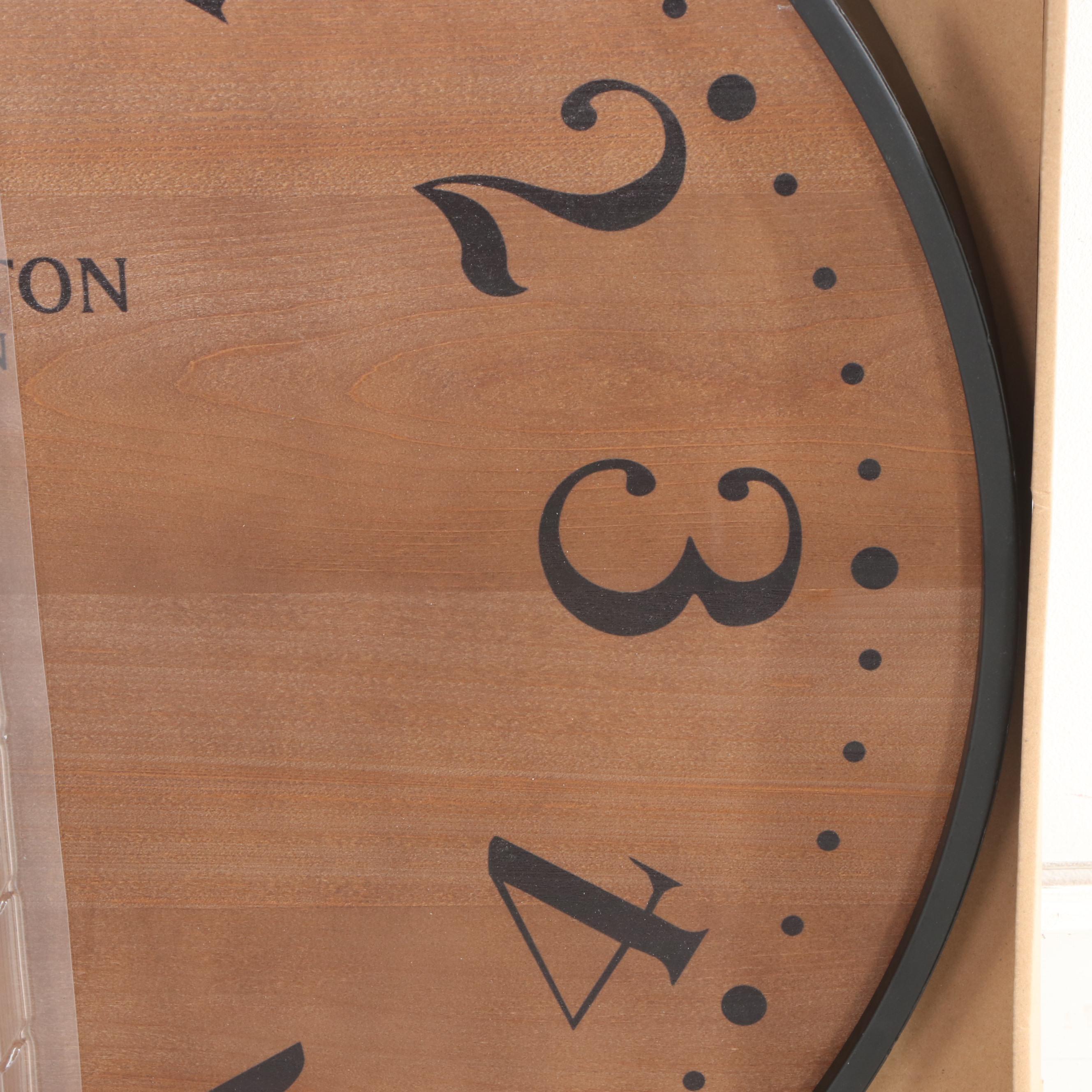 Threshold Kensington Wooden Wall Clock in Pine Finish