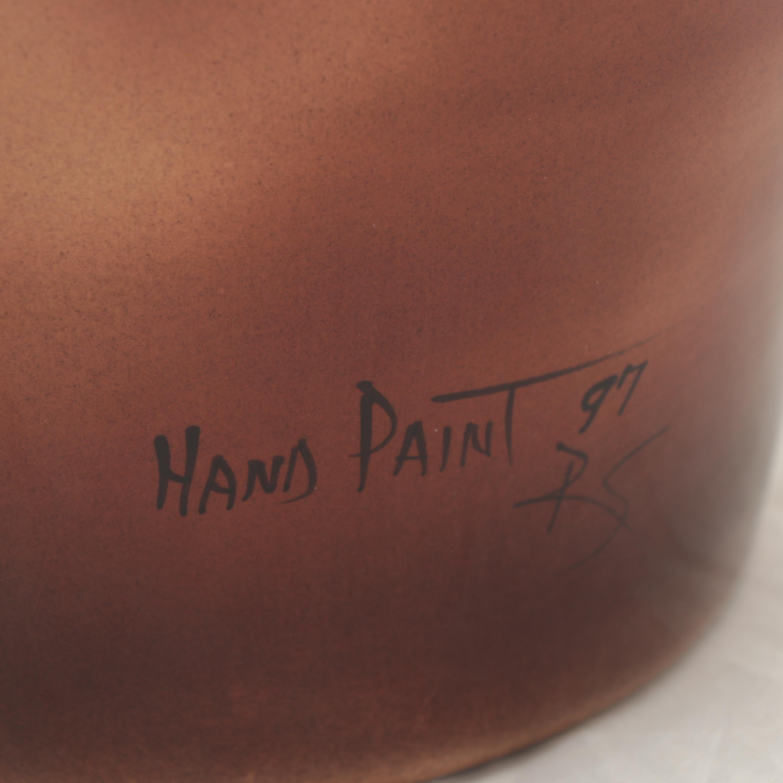 Rick Wisecarver Glazed Earthenware Portrait Lidded Jar, Circa 1999