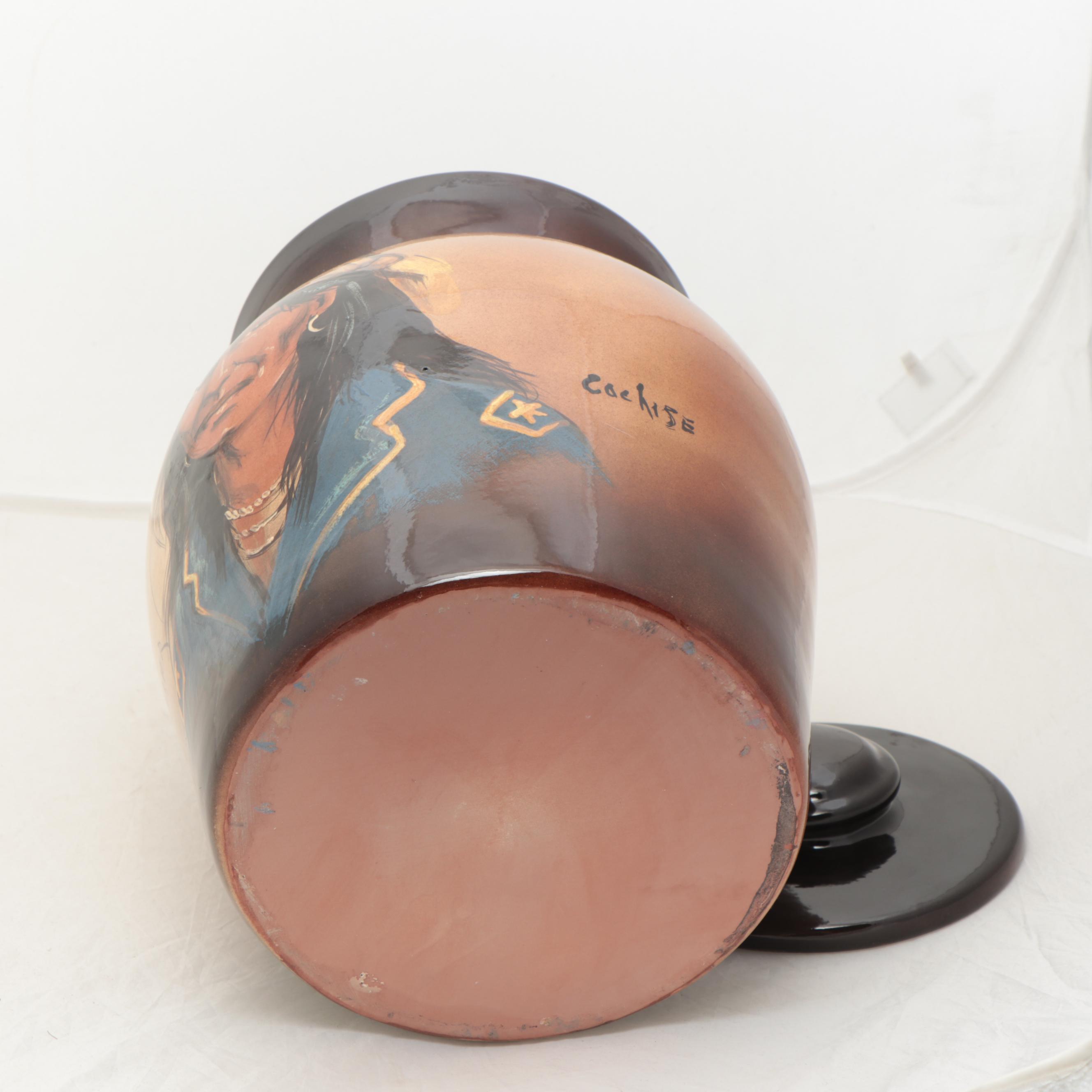 Rick Wisecarver Glazed Earthenware Portrait Lidded Jar, Circa 1999