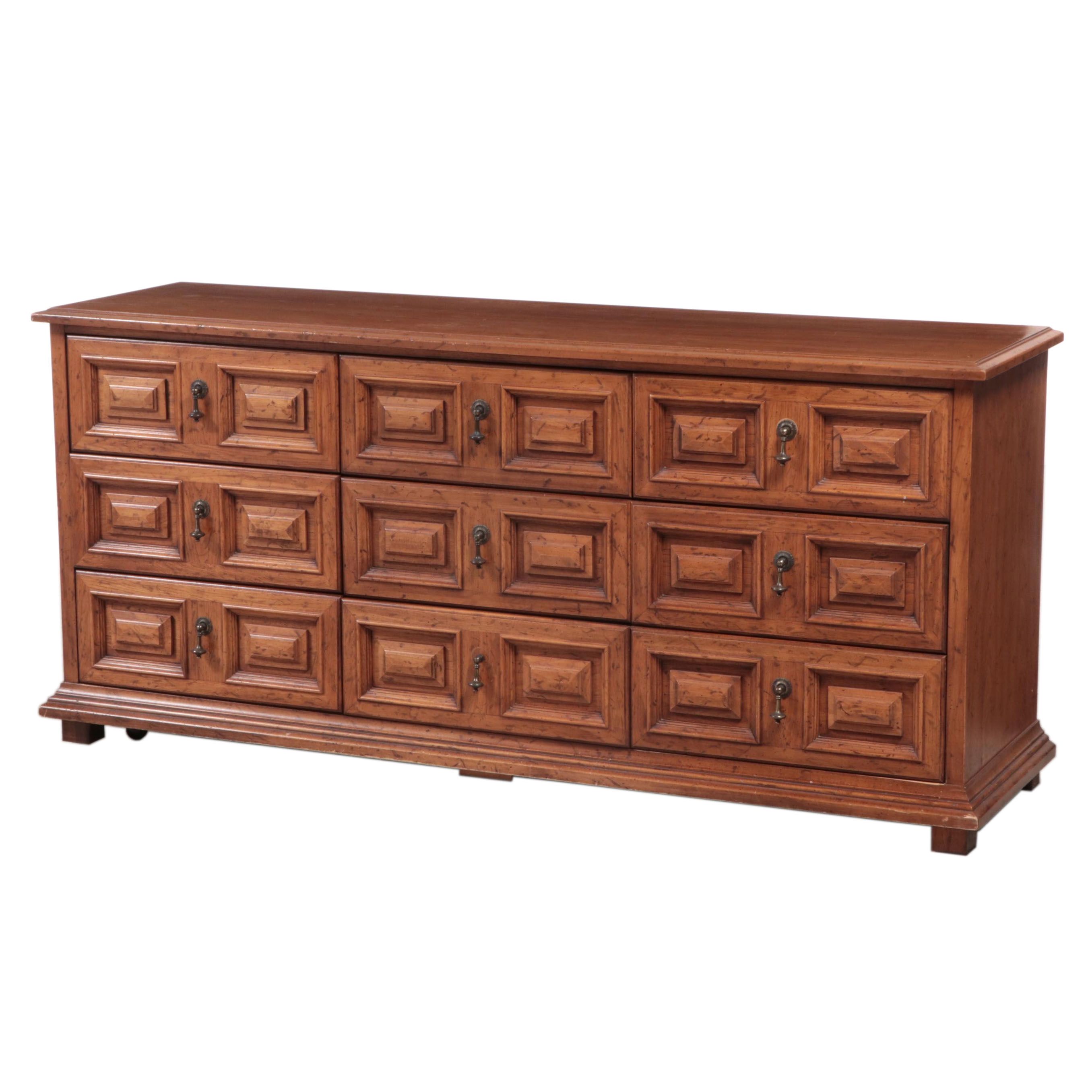 Drexel "Esperanto Collection" Oak Nine-Drawer Dresser, 1960s
