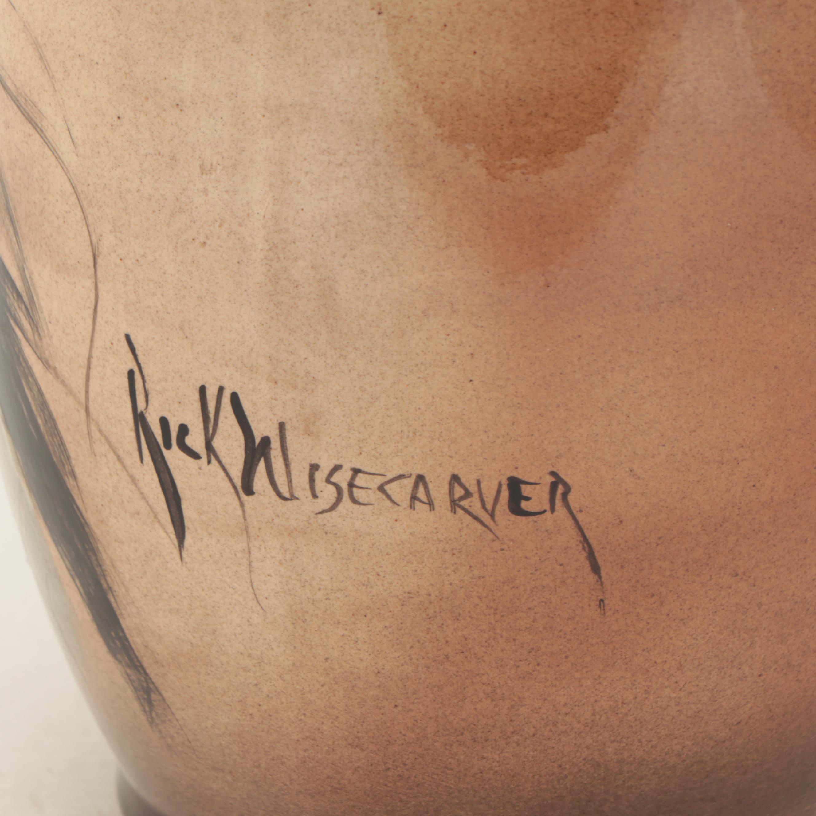 Rick Wisecarver Glazed Earthenware Portrait Vase, 2000