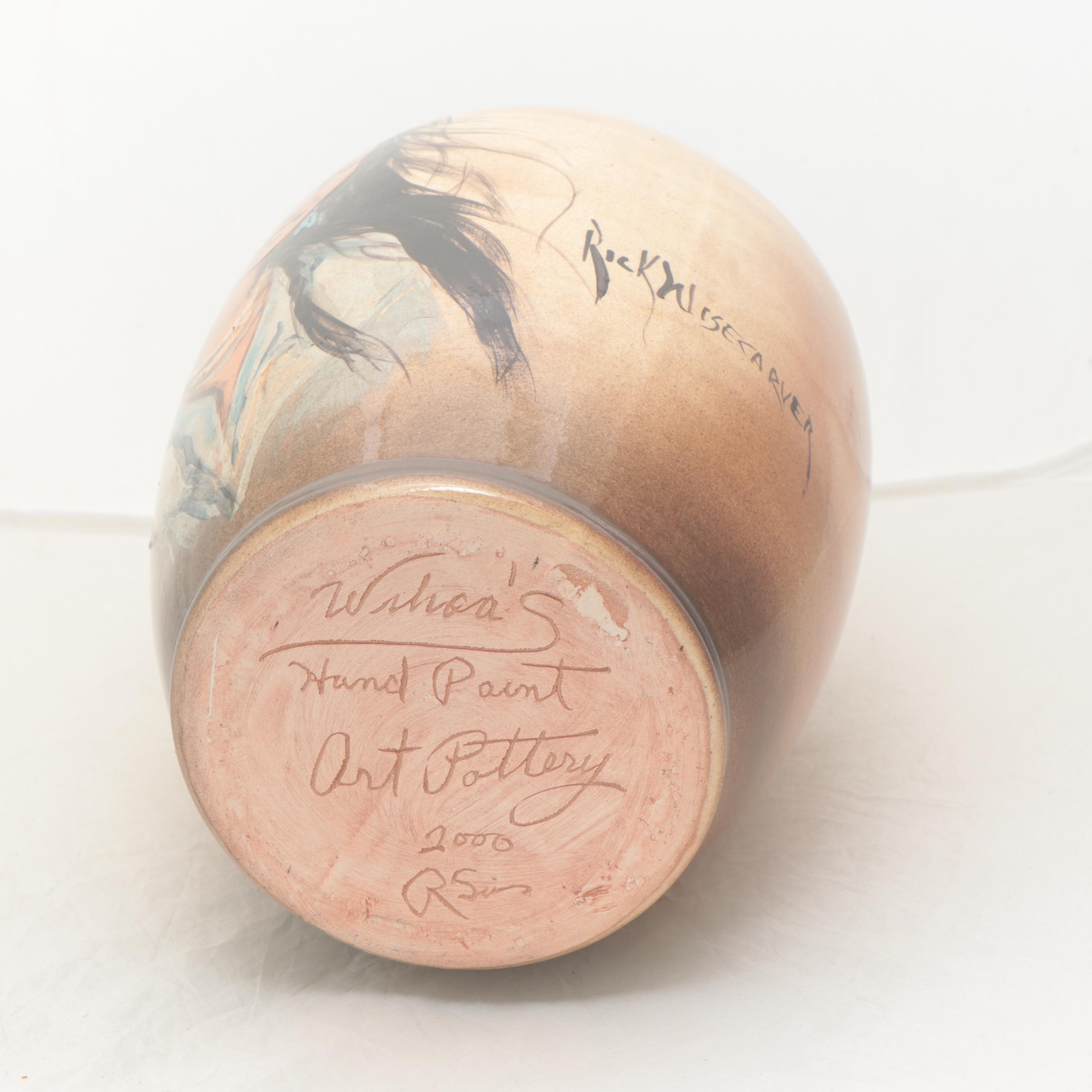 Rick Wisecarver Glazed Earthenware Portrait Vase, 2000