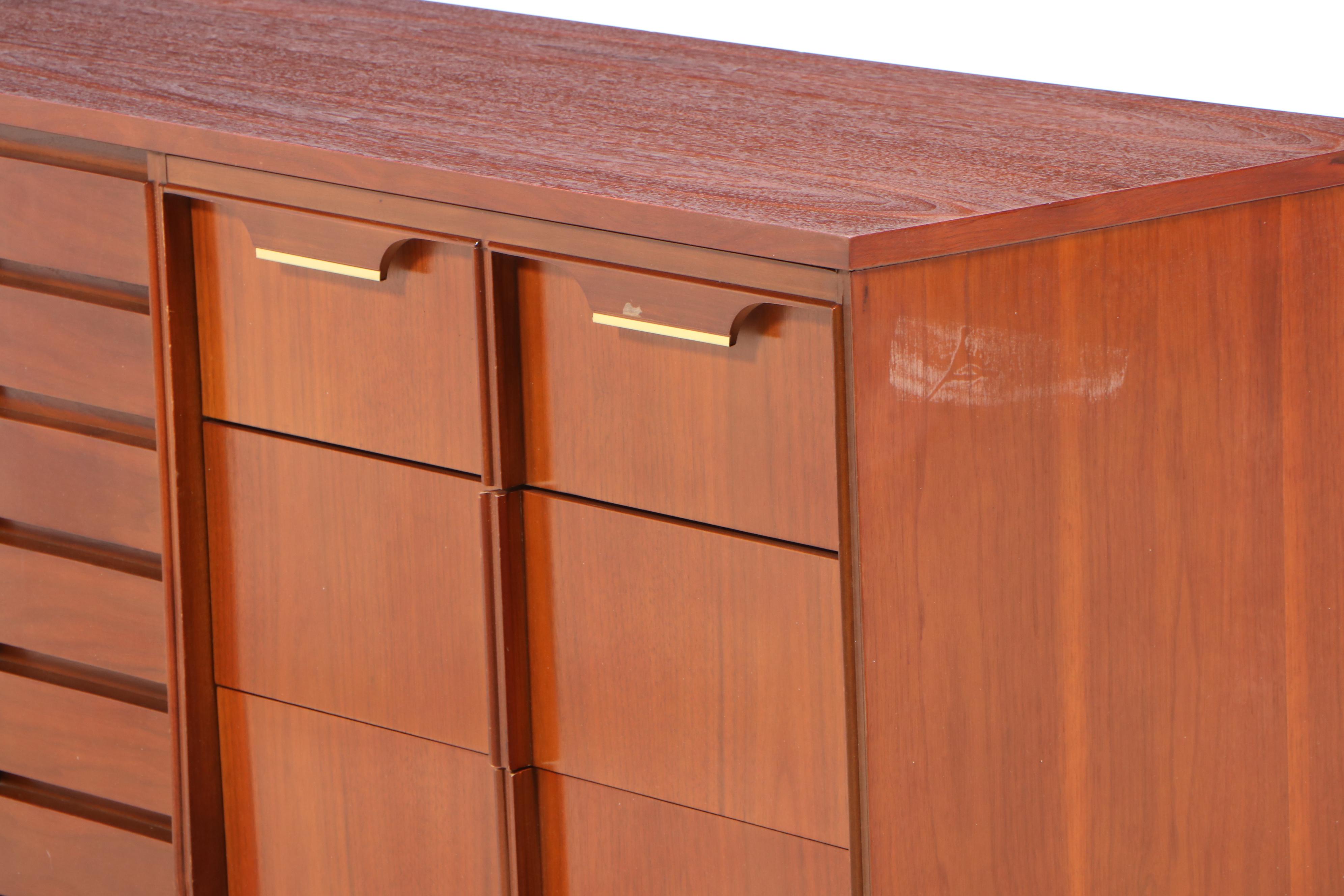 Basic-Witz Nine-Drawer Walnut Dresser