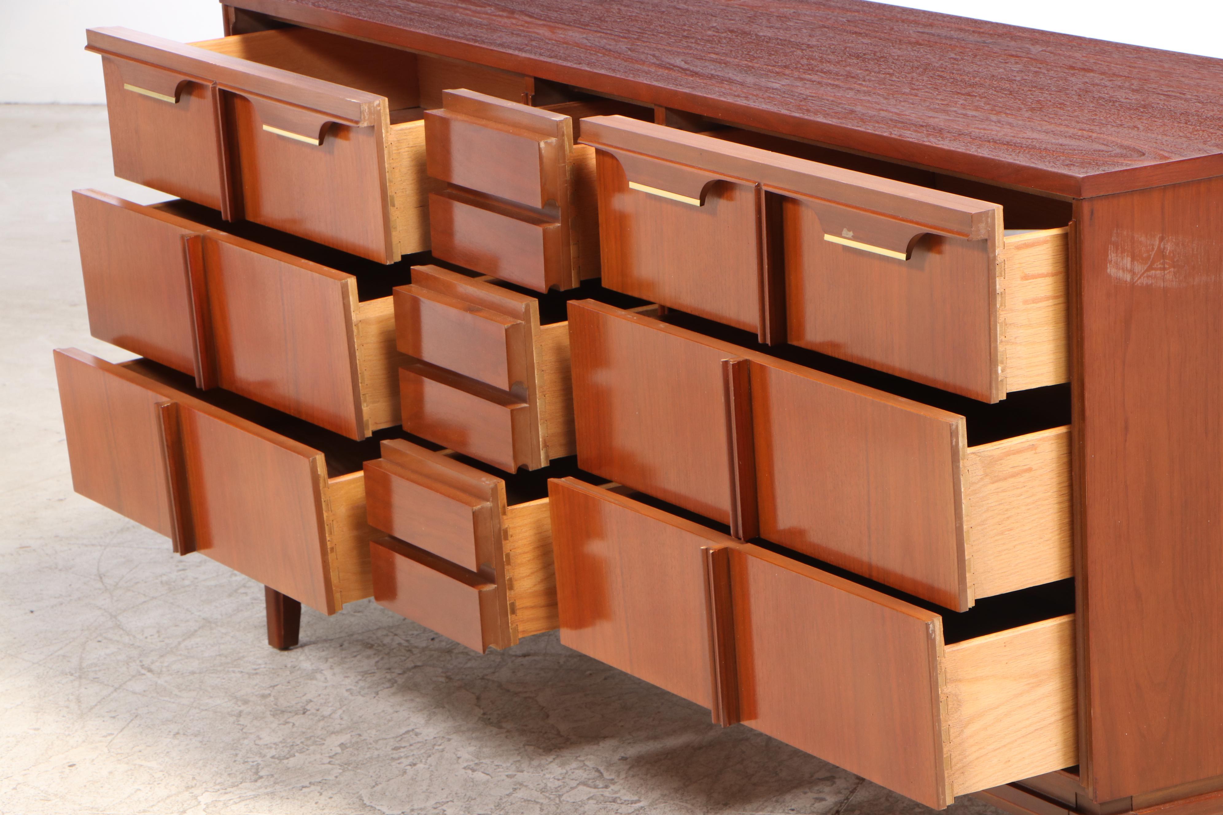 Basic-Witz Nine-Drawer Walnut Dresser