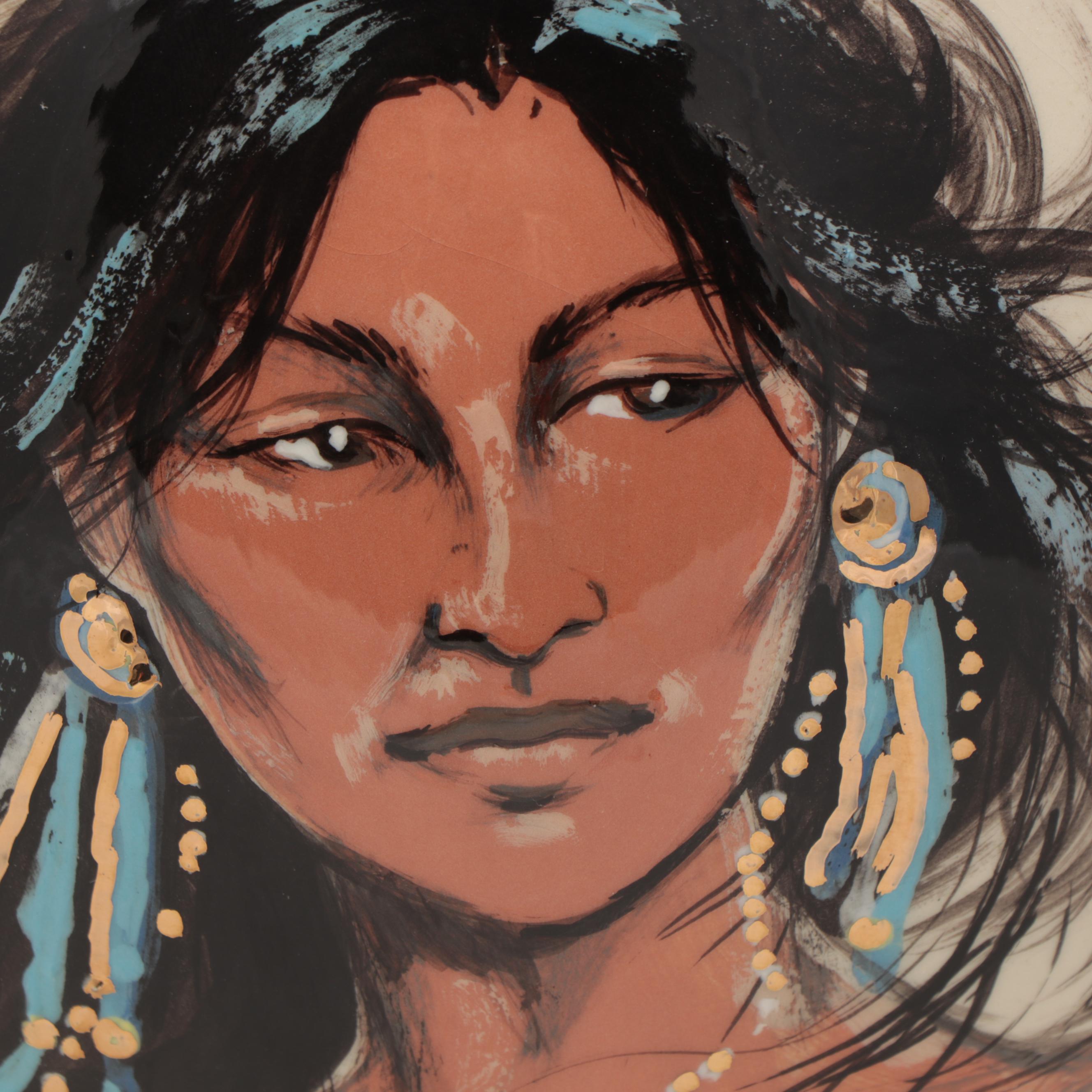 Rick Wisecarver Glazed Earthenware Portrait Vase, 1989