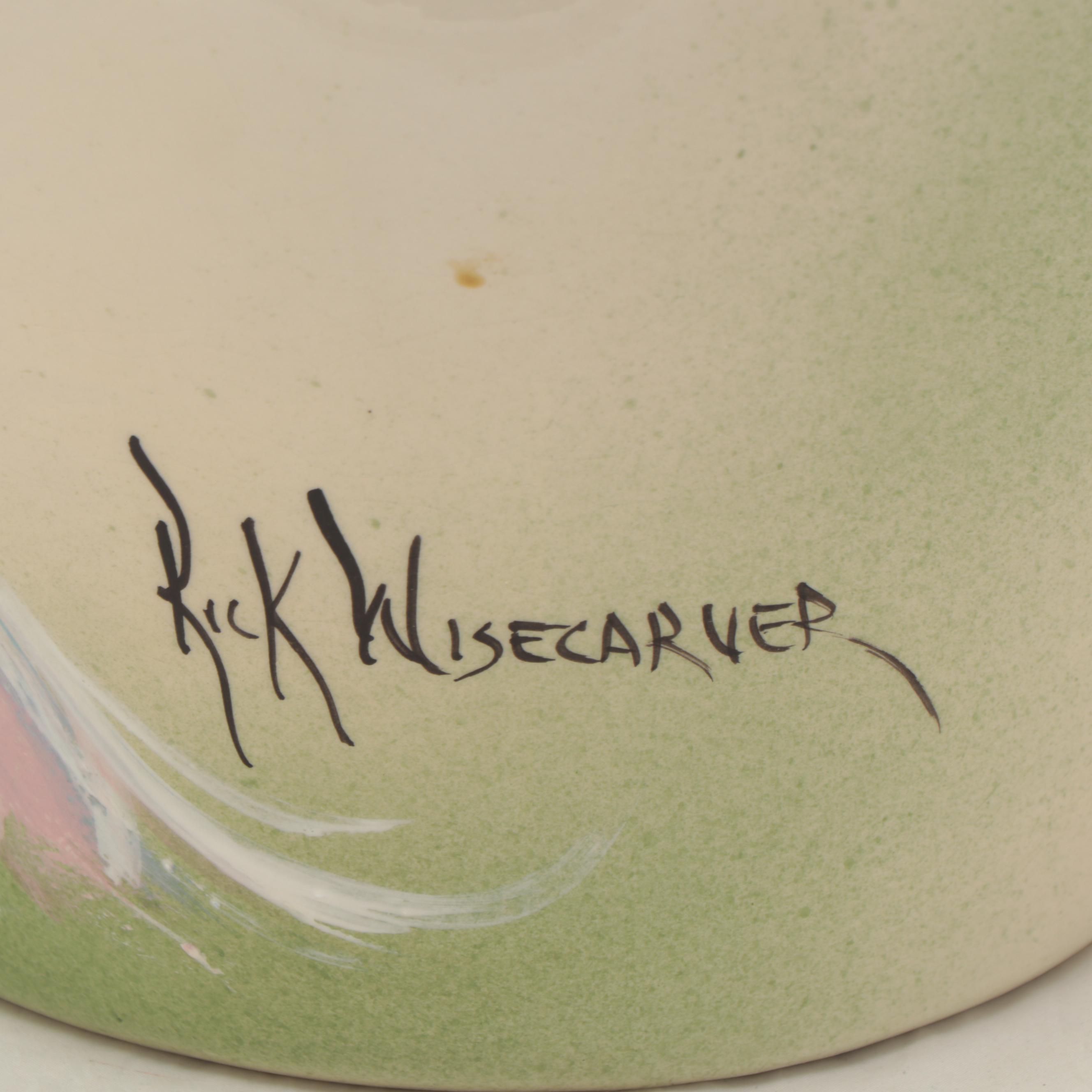 Rick Wisecarver Glazed Earthenware Portrait Vase, 1989