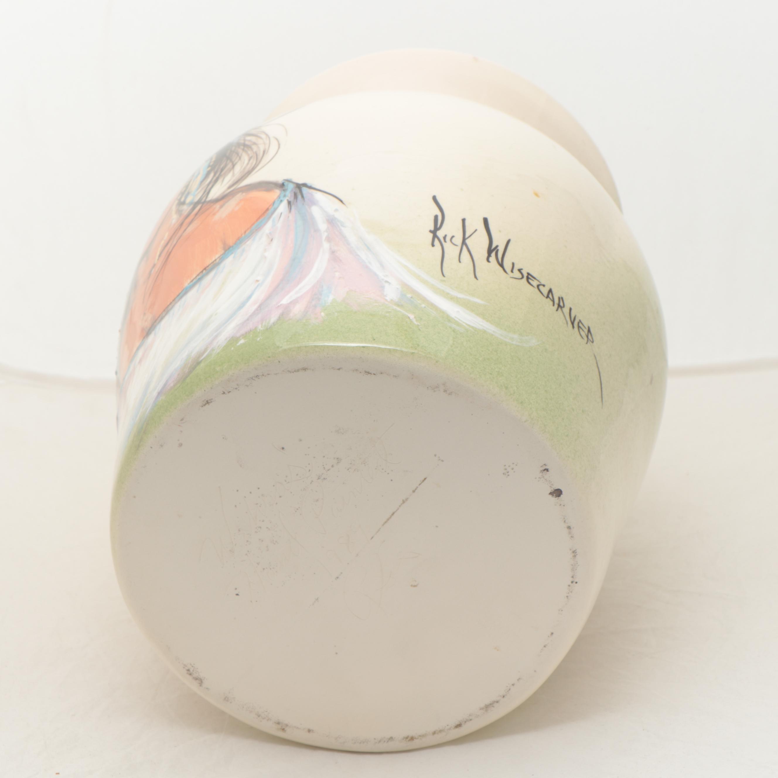 Rick Wisecarver Glazed Earthenware Portrait Vase, 1989