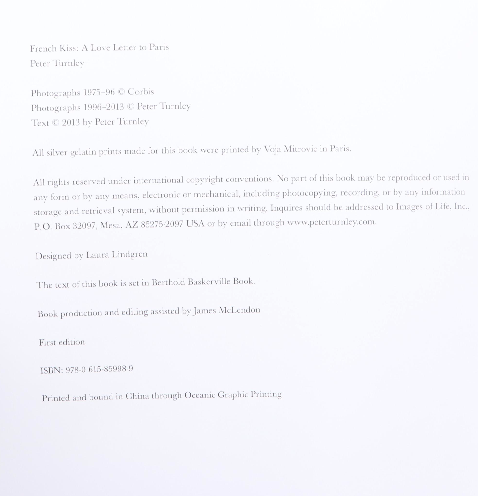 Signed First Edition "French Kiss: A Love Letter to Paris" by Peter Turnley