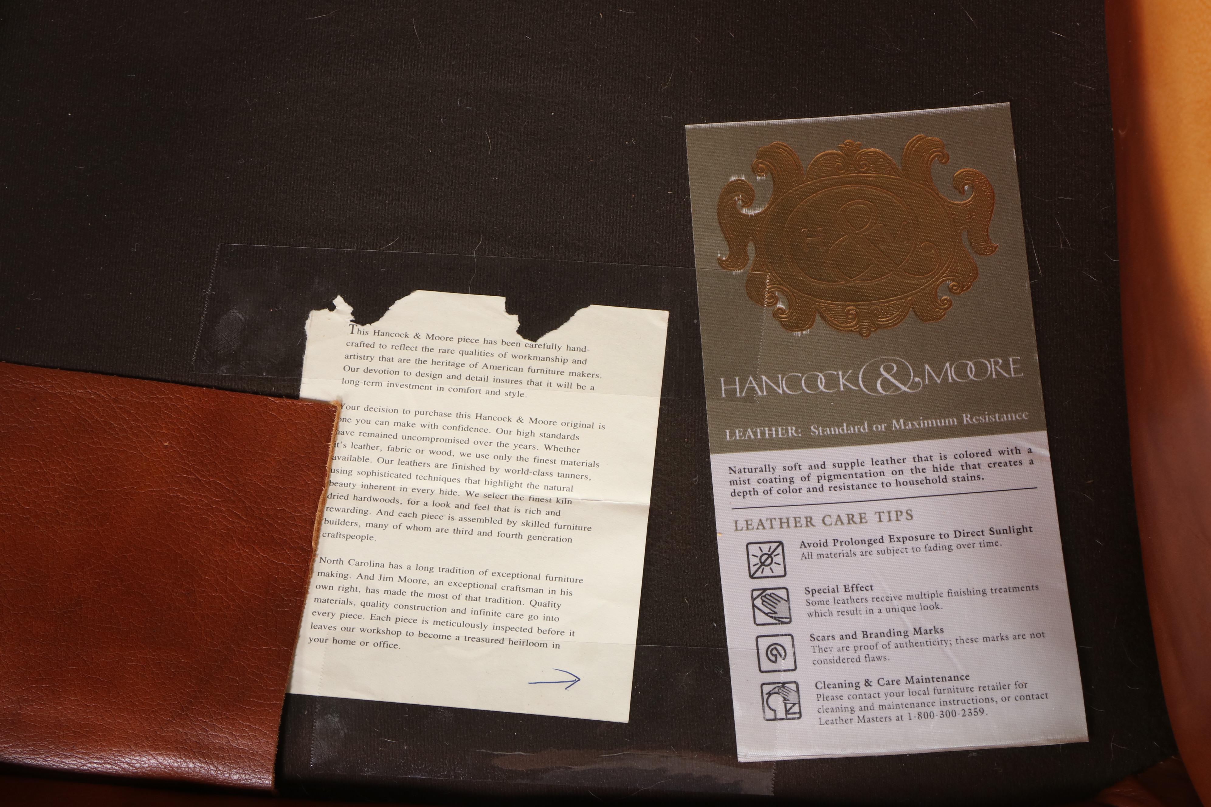 Hancock & Moore Button Tufted Leather Wingback Club Chair and Ottoman