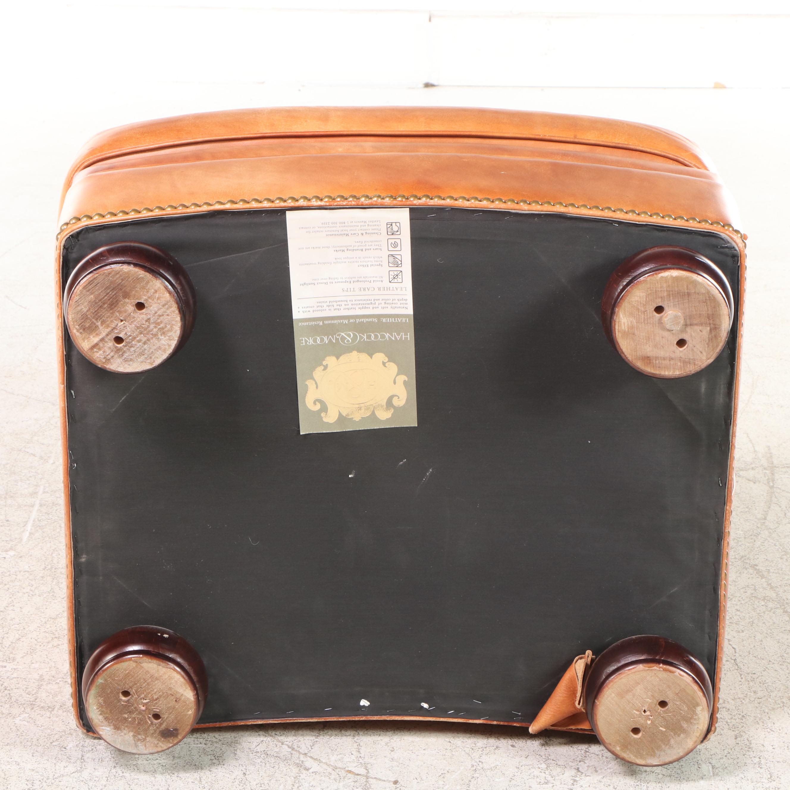 Hancock & Moore Button Tufted Leather Wingback Club Chair and Ottoman