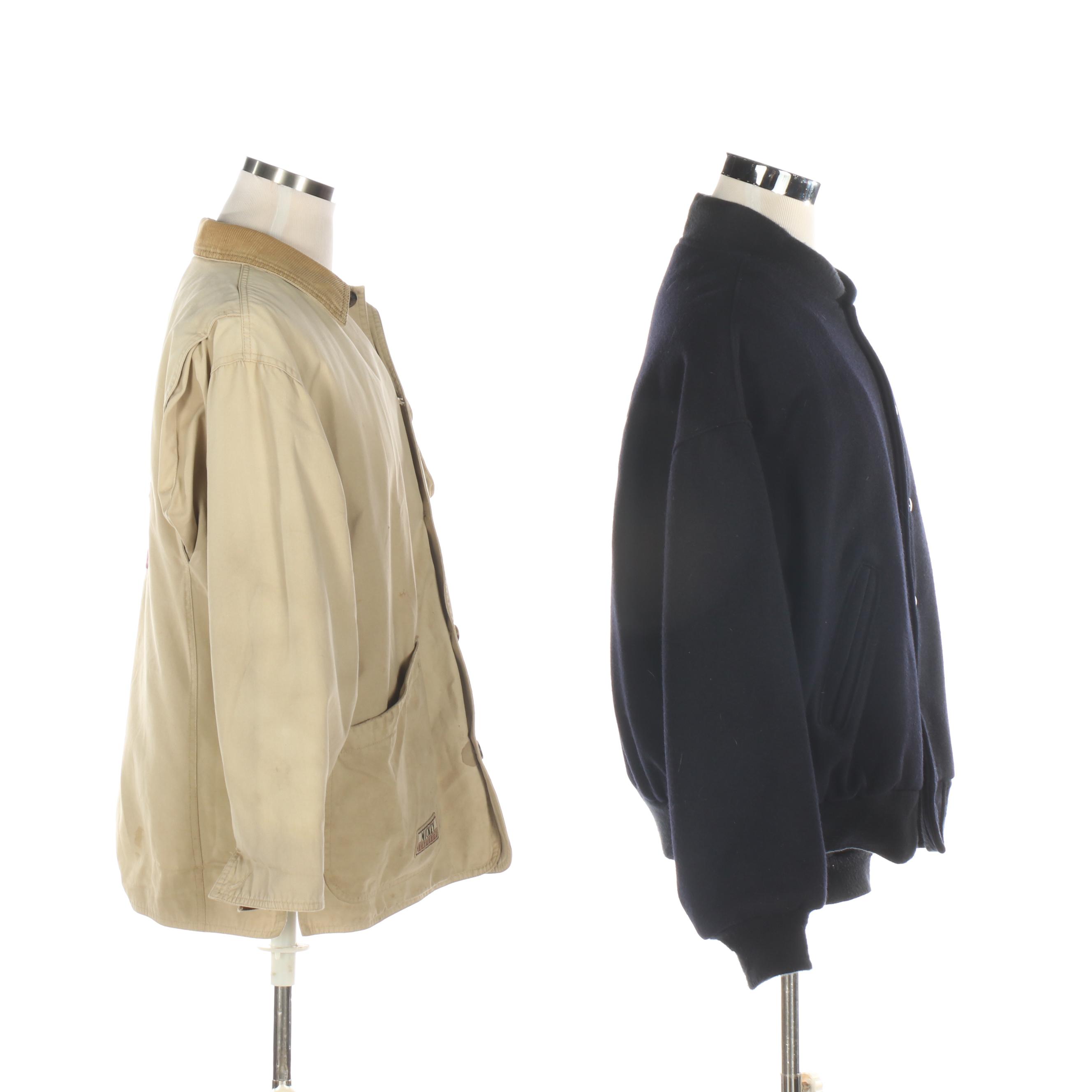 Disney Store Mickey Outdoors Barn Coat and Warner Bros. Studio Varsity Jacket
