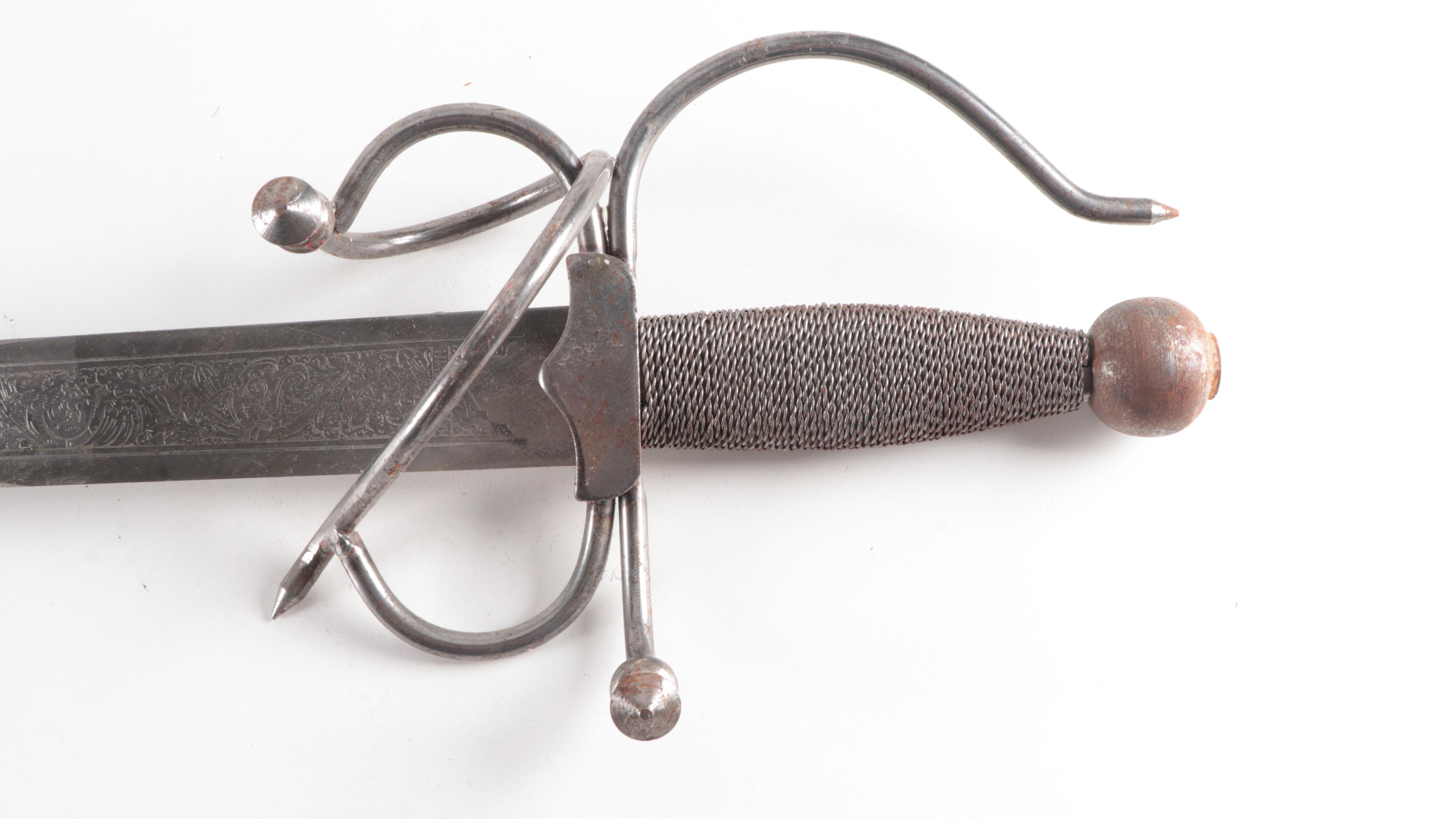 Spanish El Cid Style Reproduction Engraved Sword