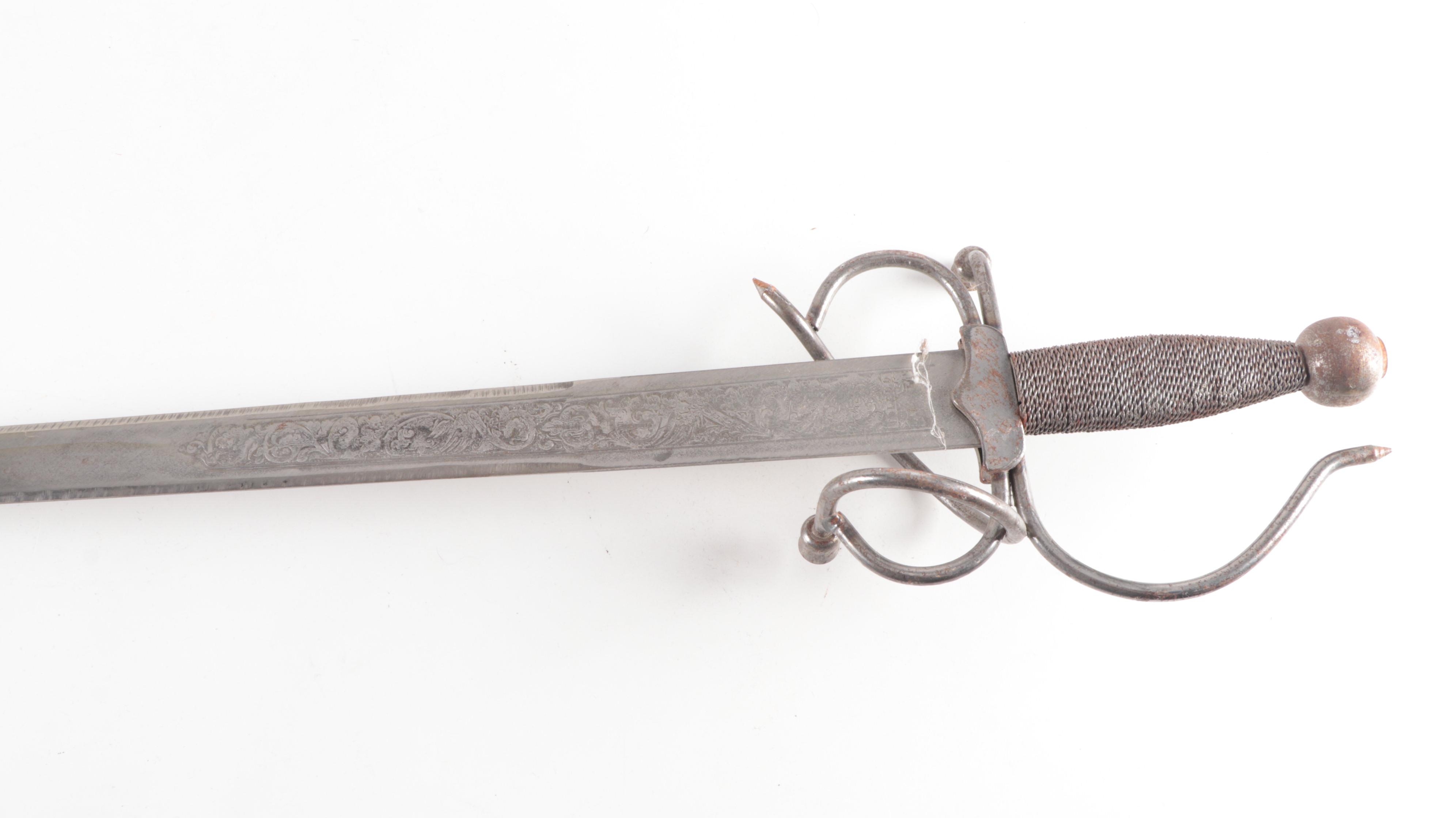 Spanish El Cid Style Reproduction Engraved Sword
