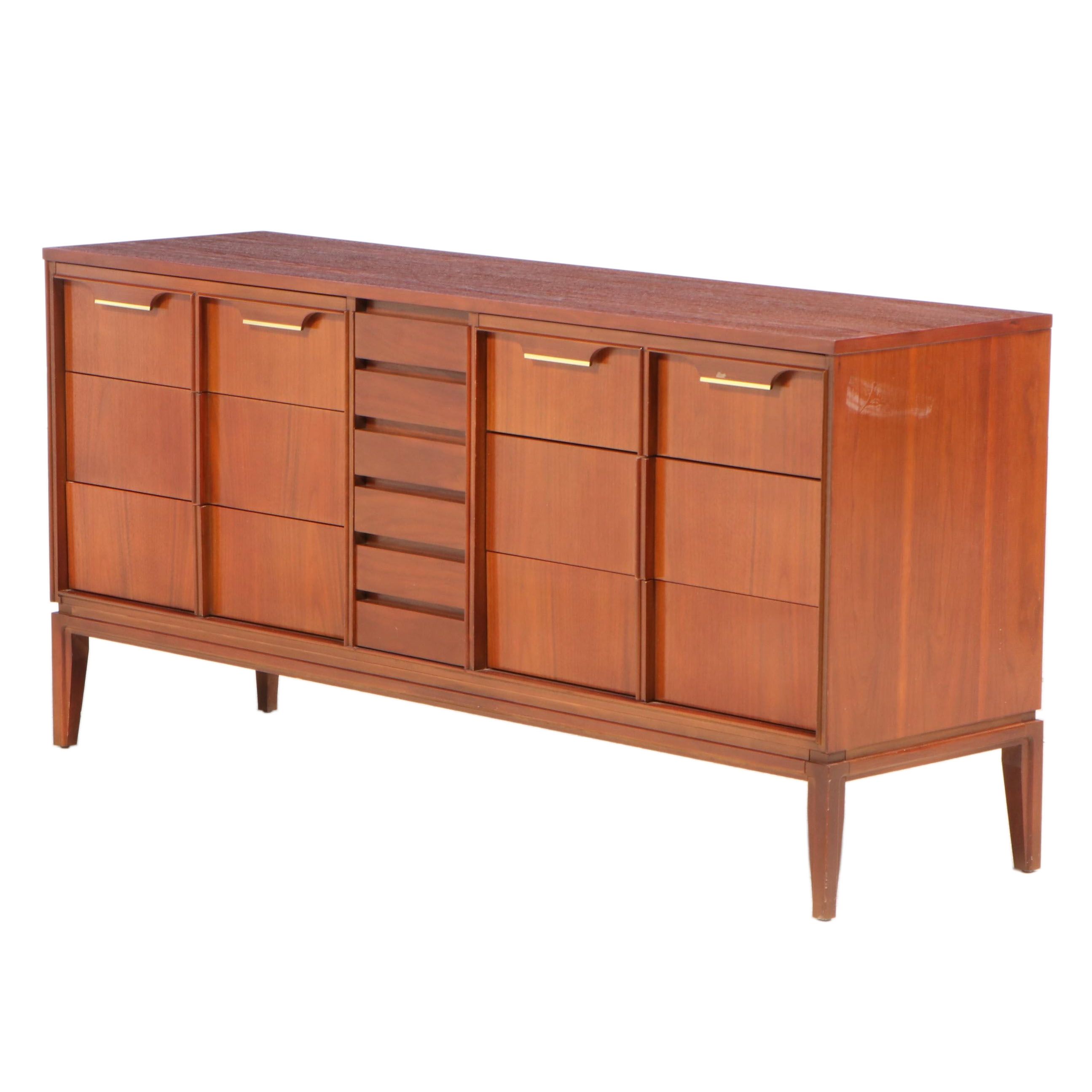 Basic-Witz Nine-Drawer Walnut Dresser
