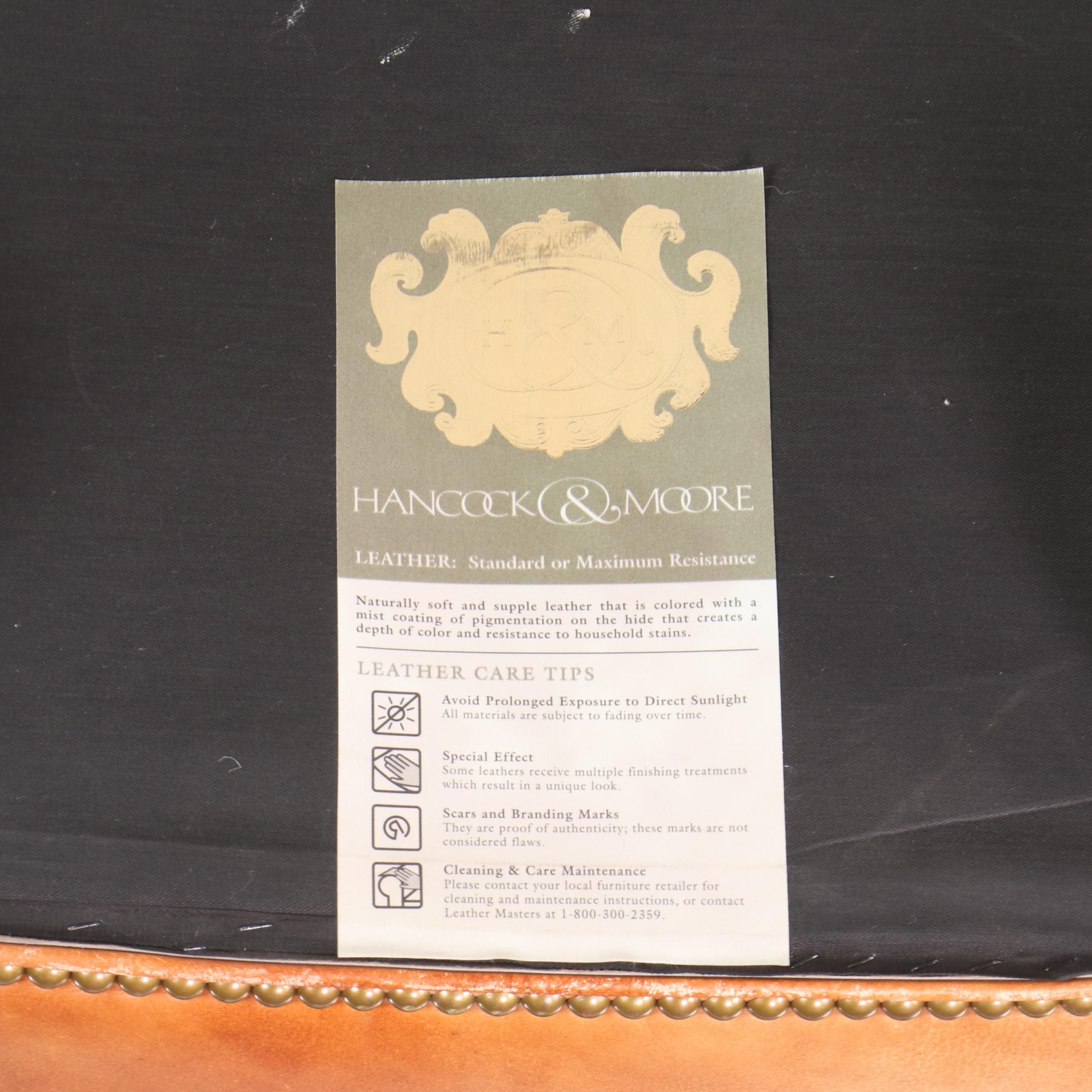 Hancock & Moore Button Tufted Leather Wingback Club Chair and Ottoman