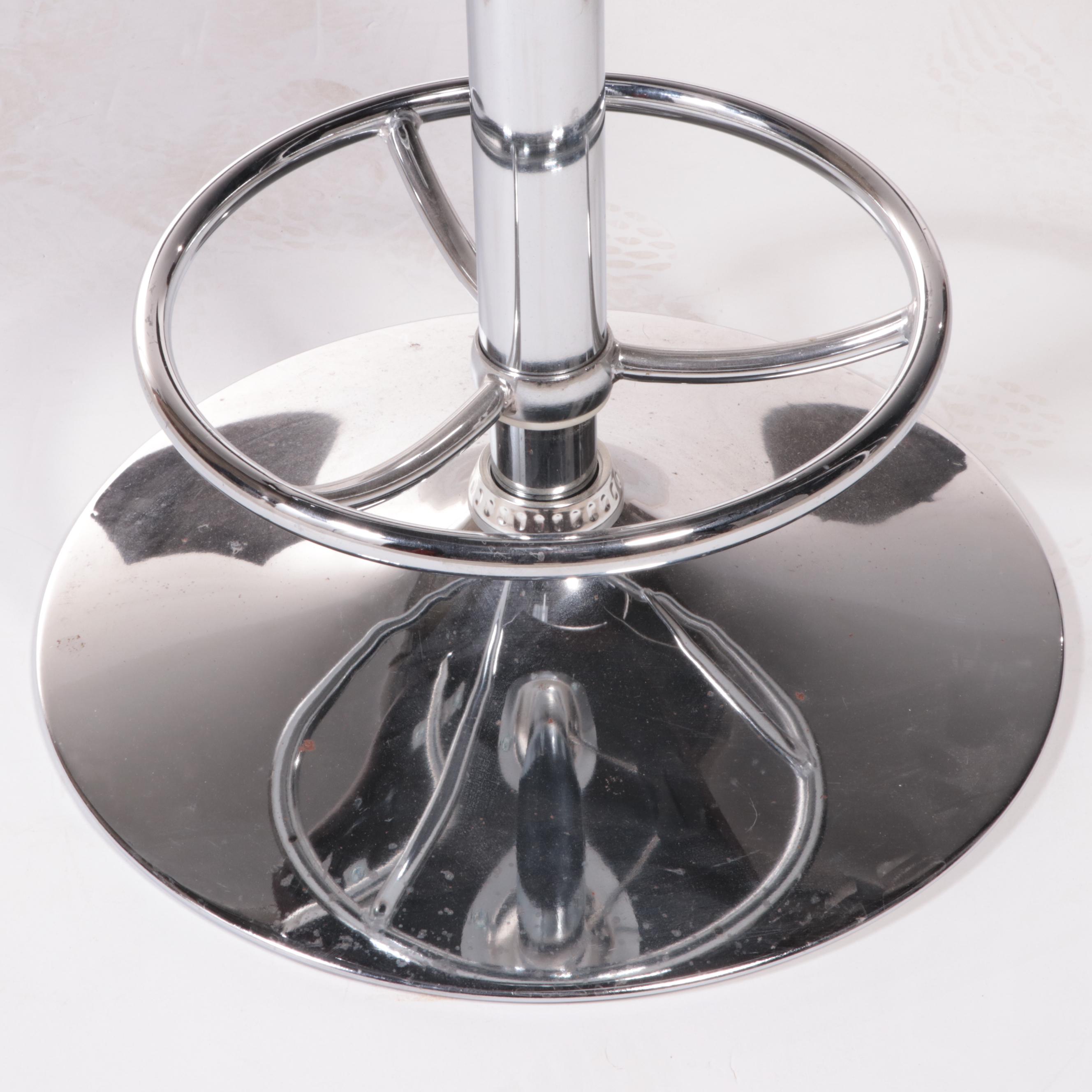 Belnick Inc. Modernist Style Chrome and Faux-Leather Adjustable Swivel Bar Stool