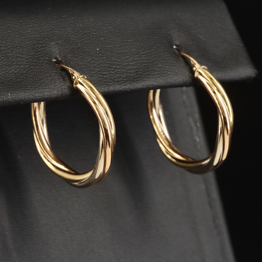French Charles Garnier 18K Fluted Hoop Earrings