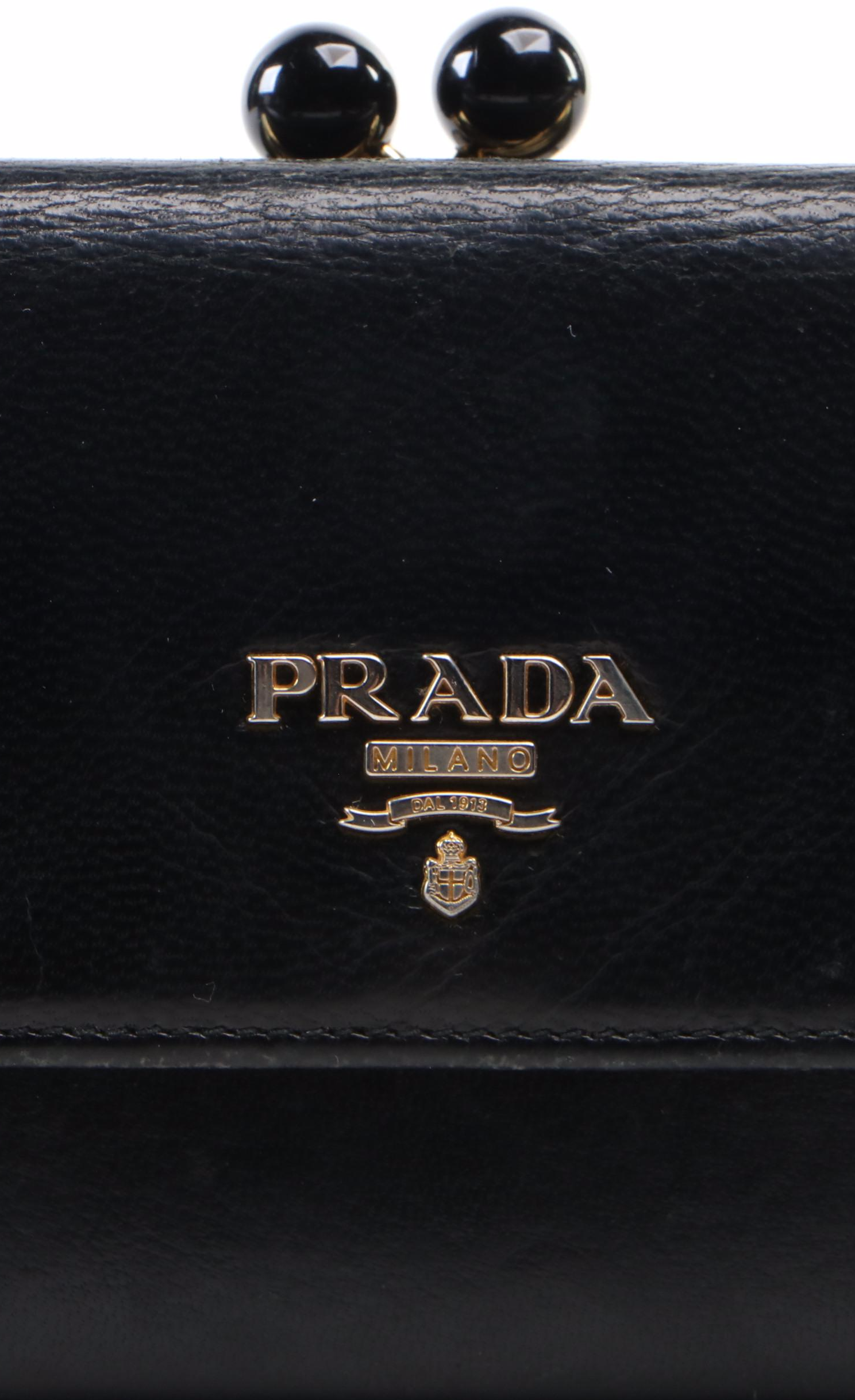 Prada Leather Kiss Lock Wallet with Box