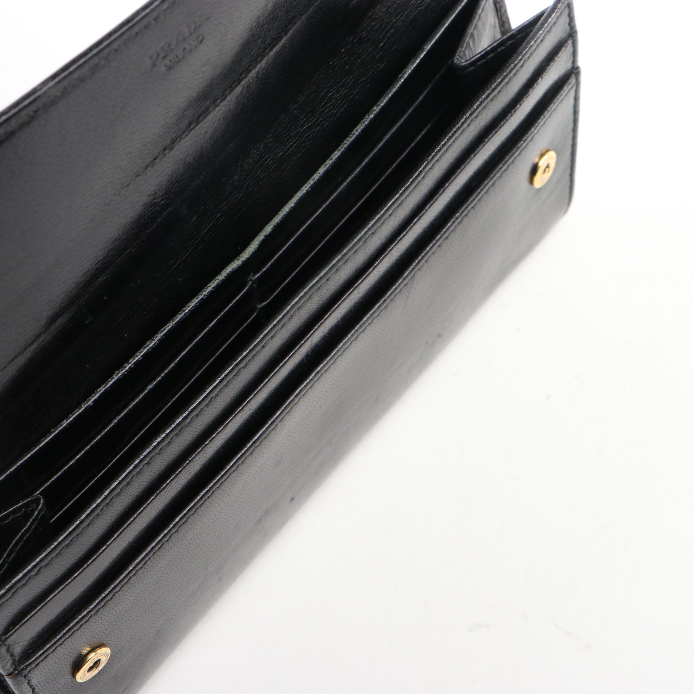 Prada Leather Kiss Lock Wallet with Box