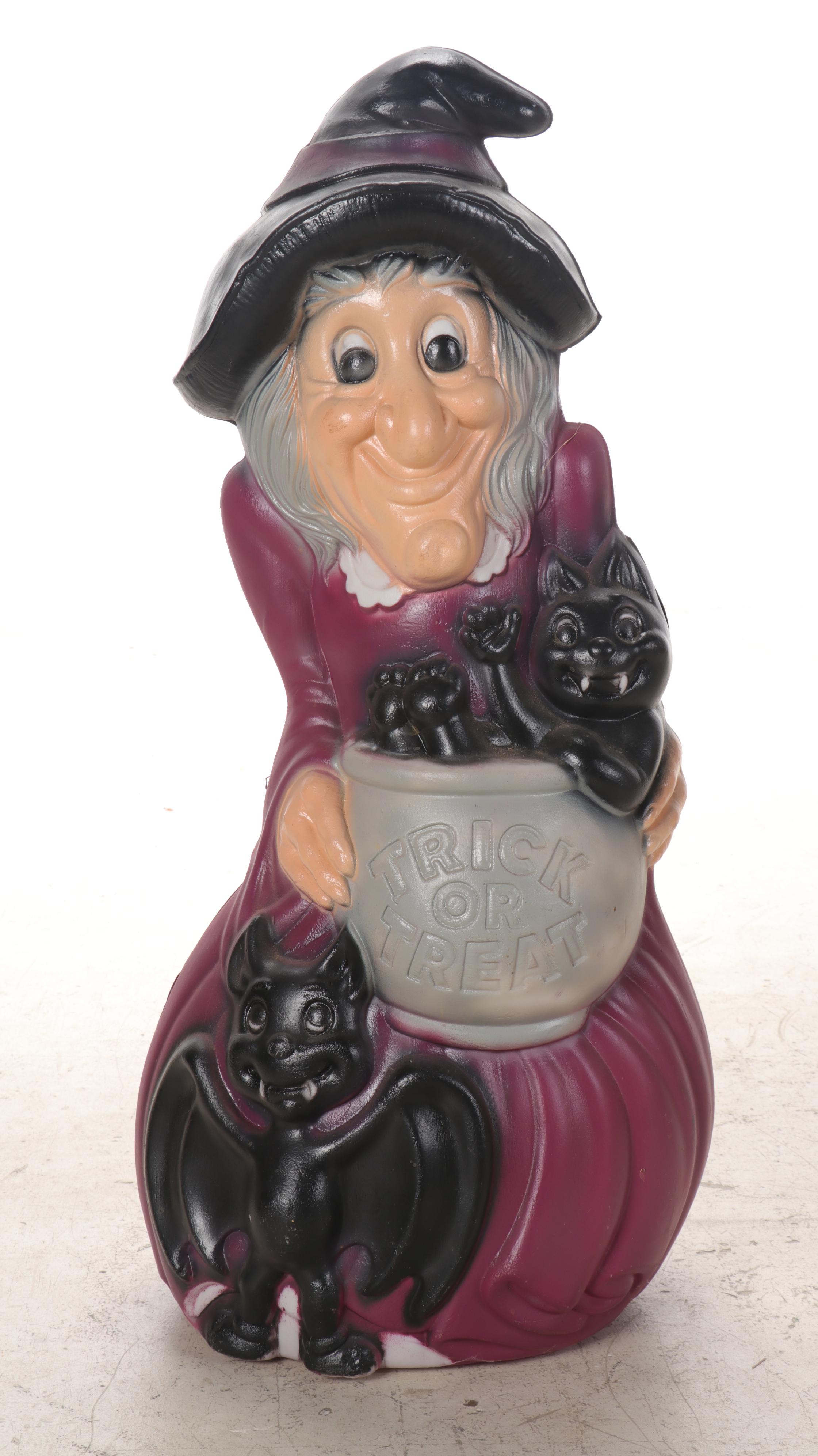 Blow Mold Halloween Witch and Jack-O-Lantern Decorations