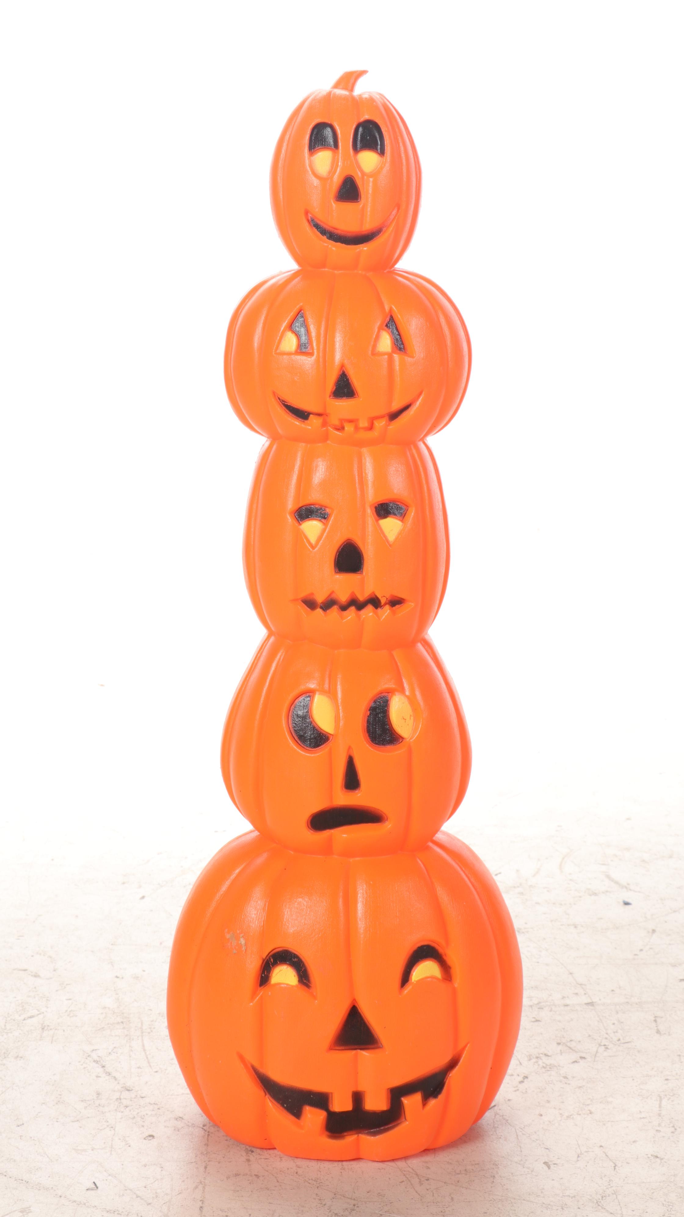 Blow Mold Halloween Witch and Jack-O-Lantern Decorations