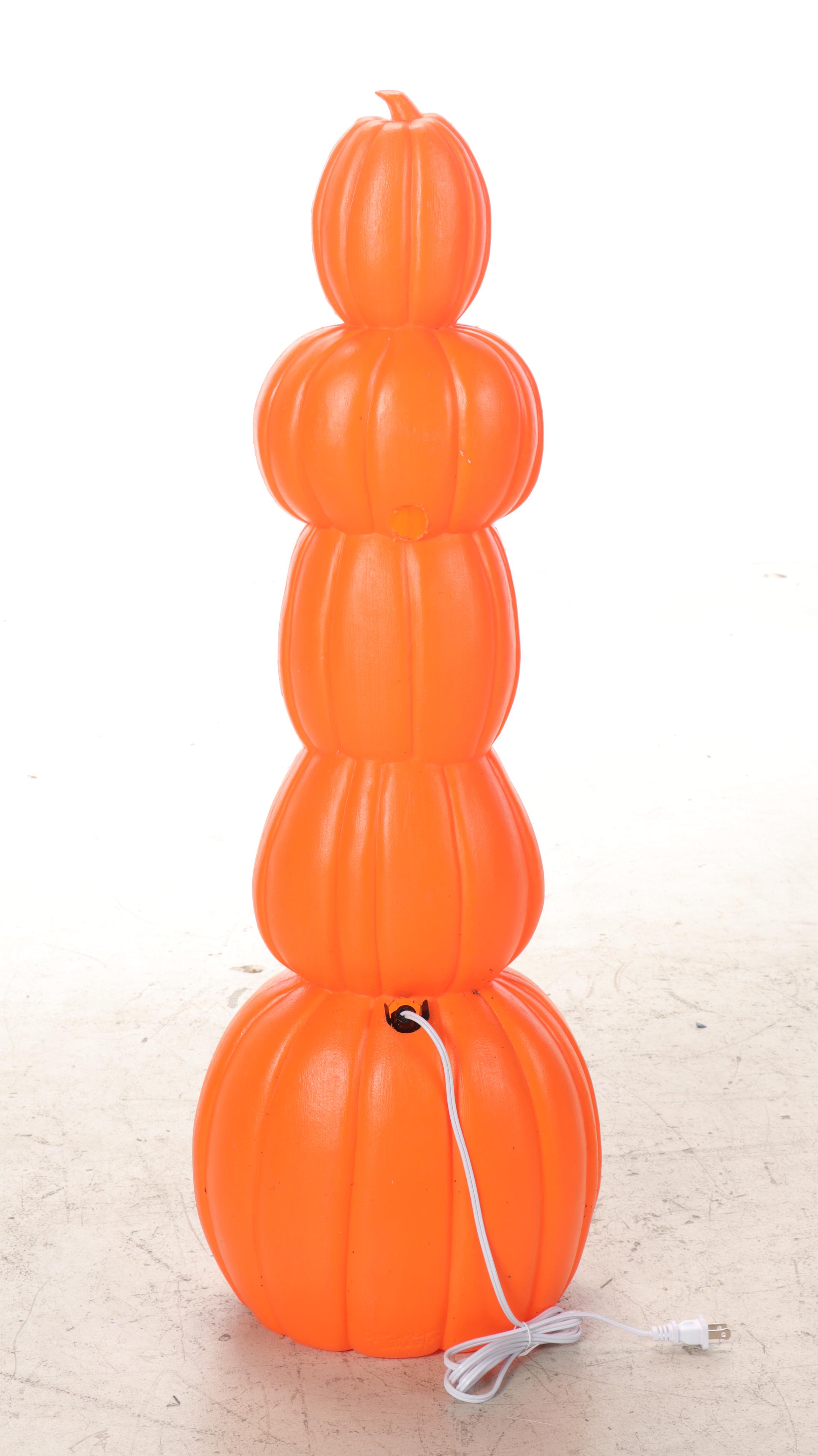 Blow Mold Halloween Witch and Jack-O-Lantern Decorations